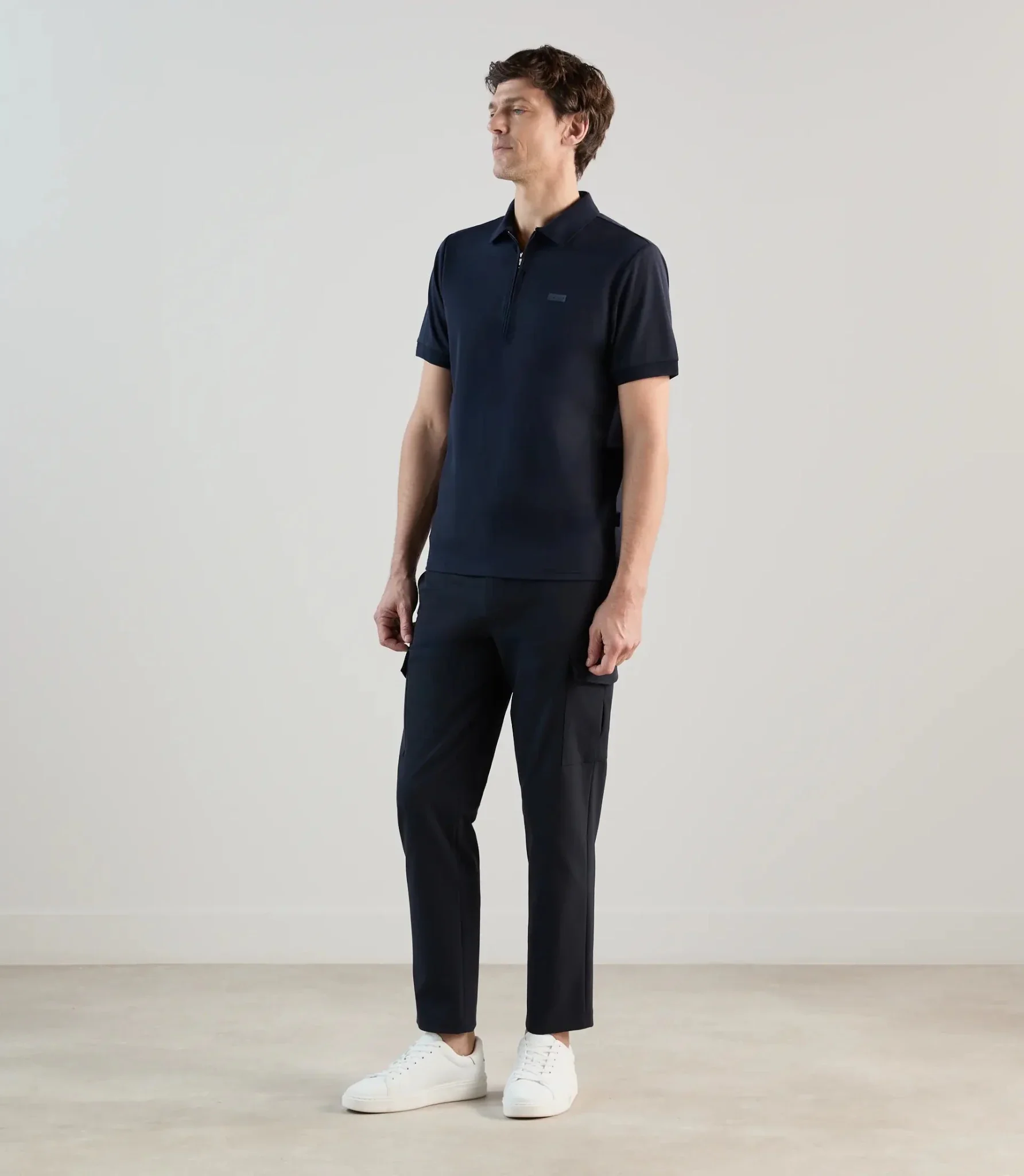 Polo en jersey col zippé marine - Image 3