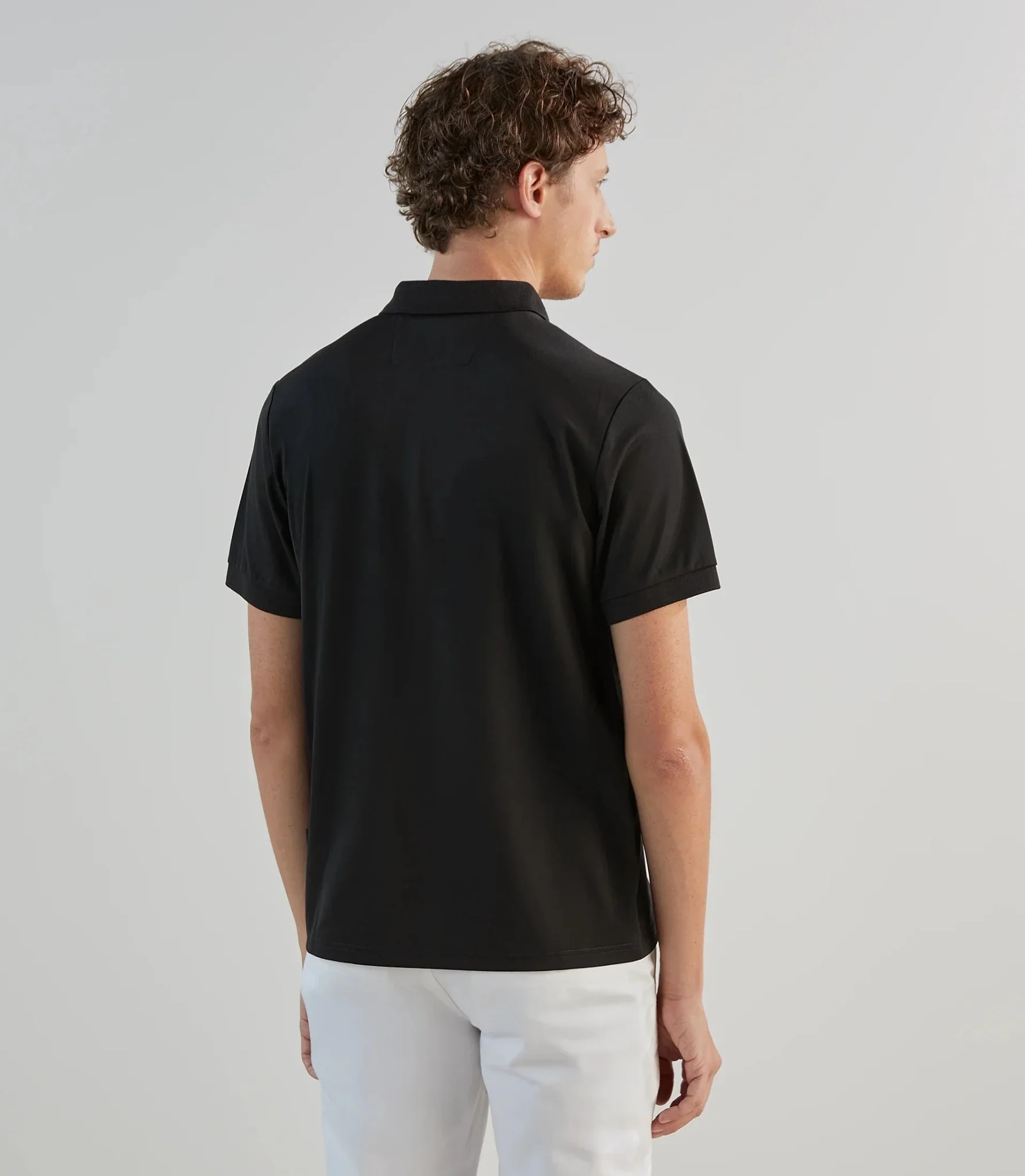 Polo en jersey col zippé noir - Image 3