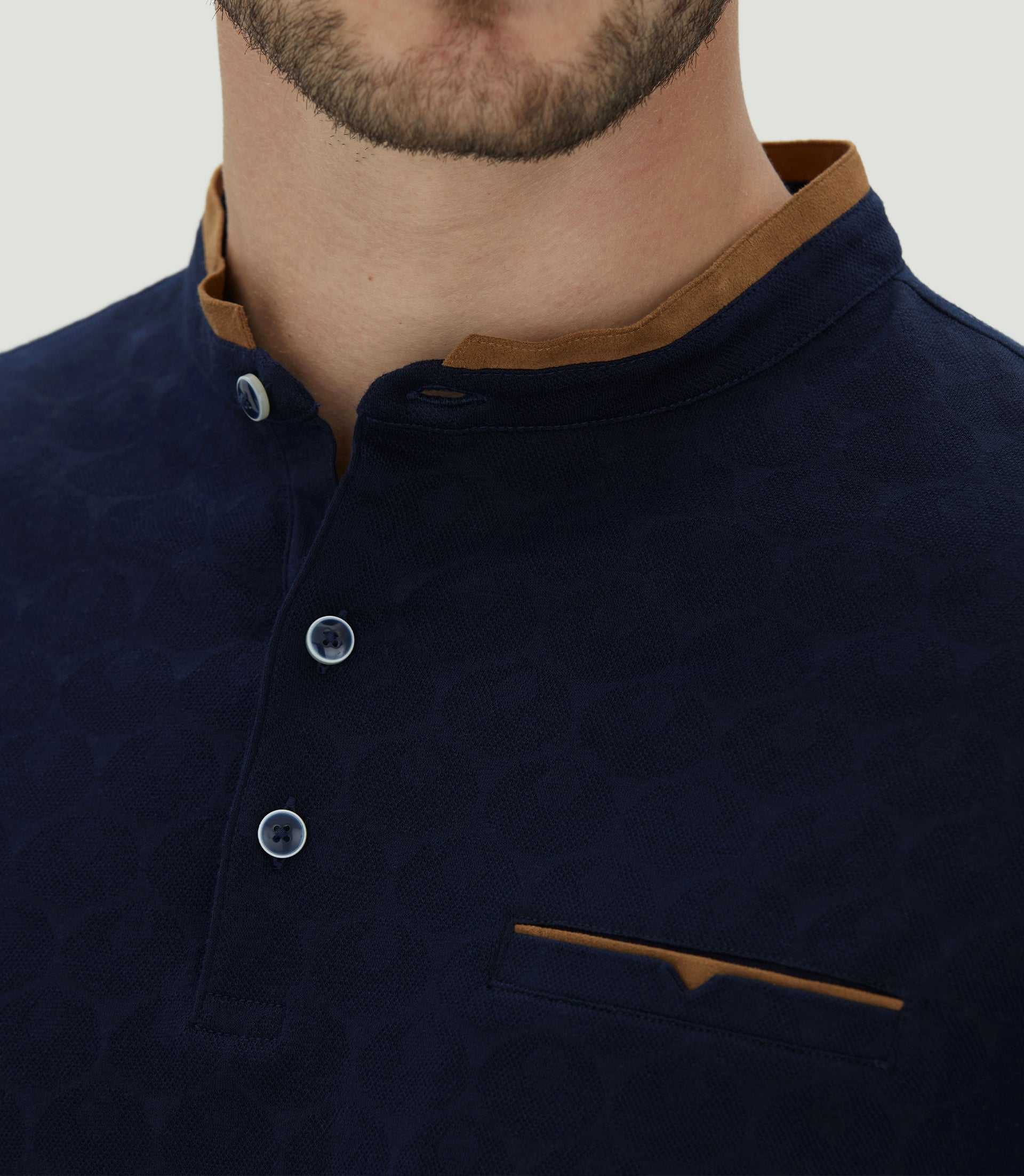 Polo marine col contrasté "Cyril" - Image 3