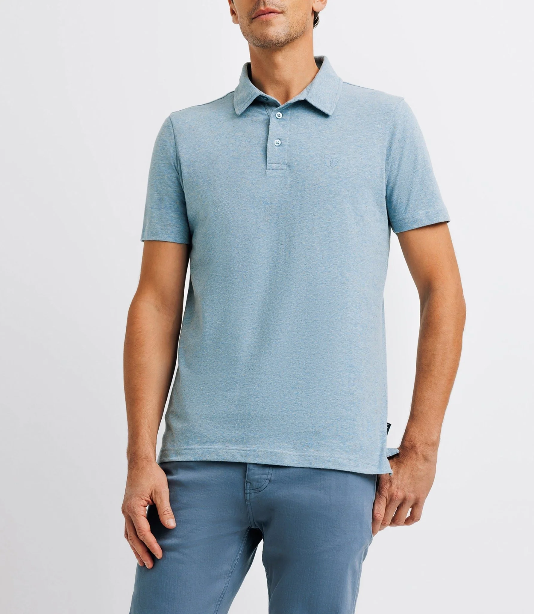 Polo avec col boutonné indigo - Image 4