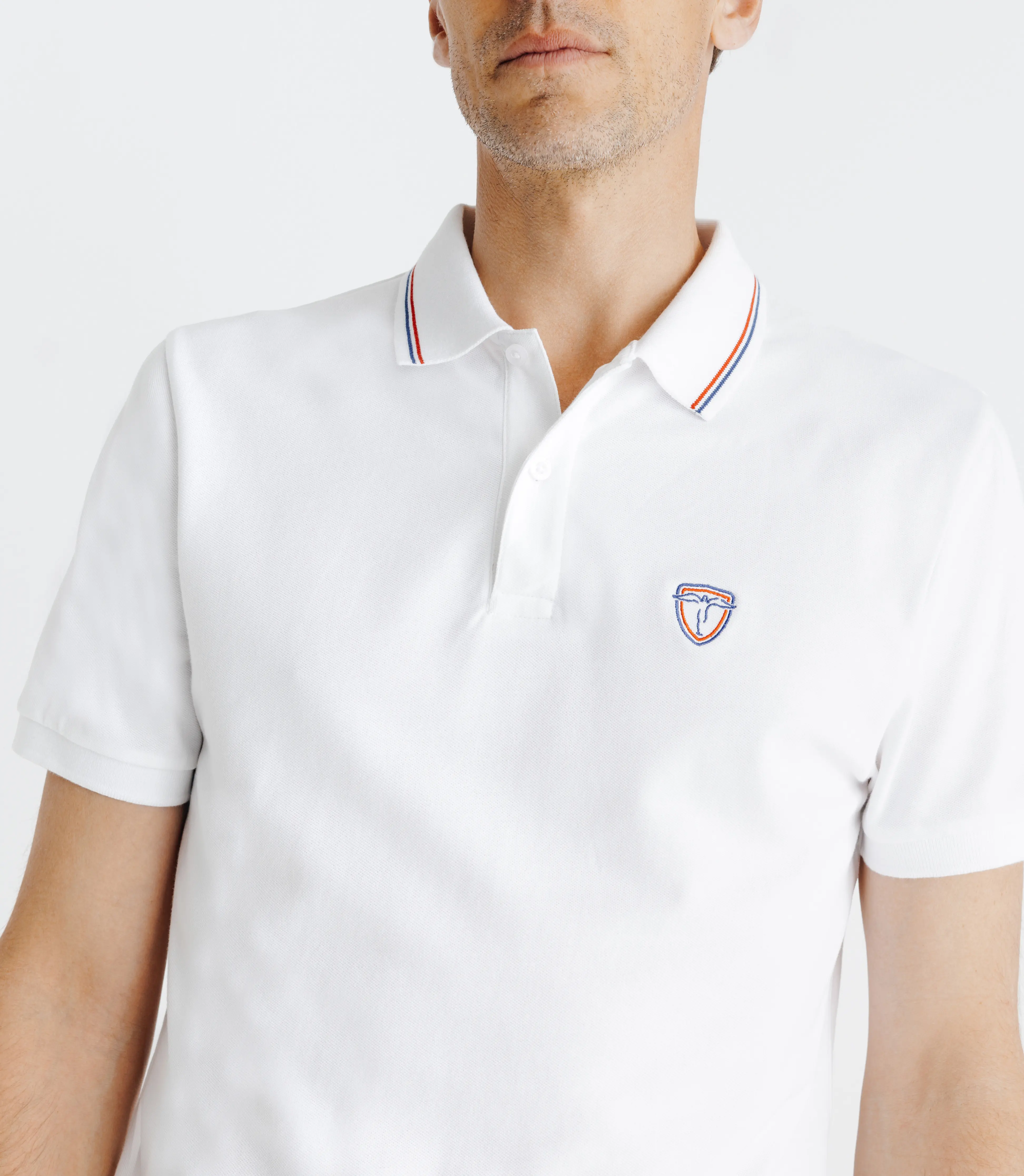 Polo piqué boutonné blanc - Image 3