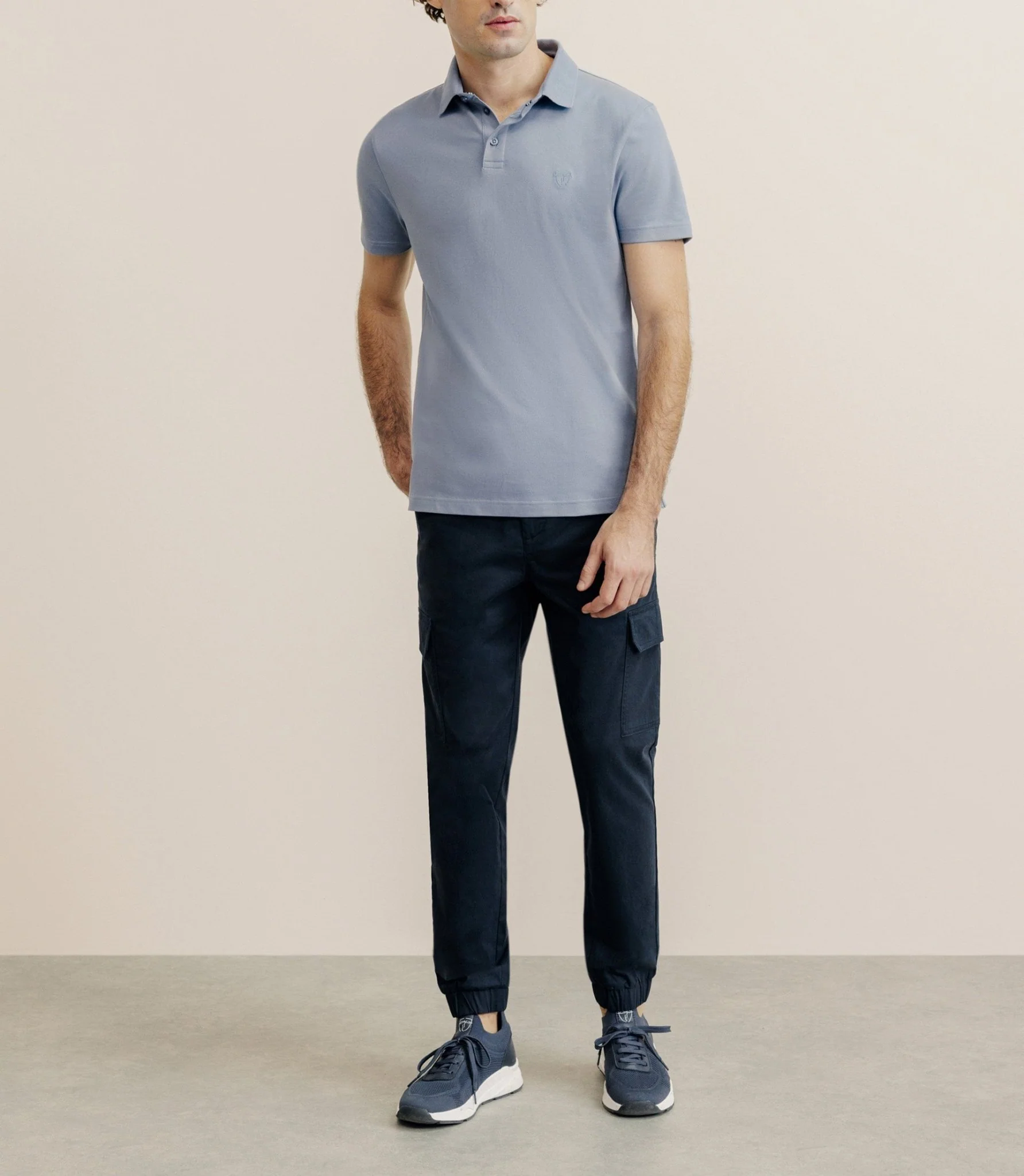 Polo piqué bleu gris - Image 3