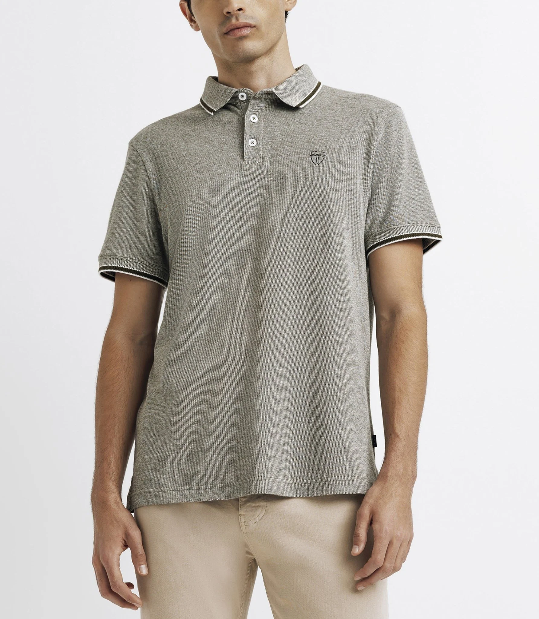 Polo piqué avec broderie kaki - Image 2