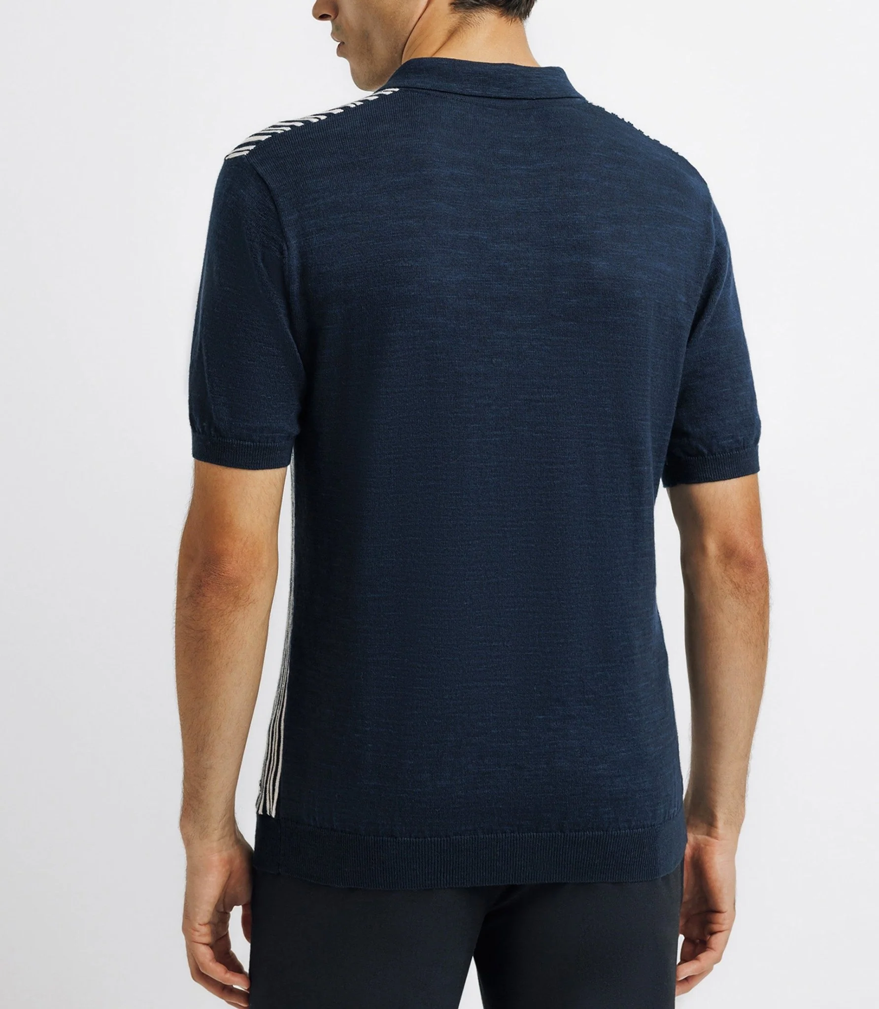 Polo avec rayures marine et écru - Image 3