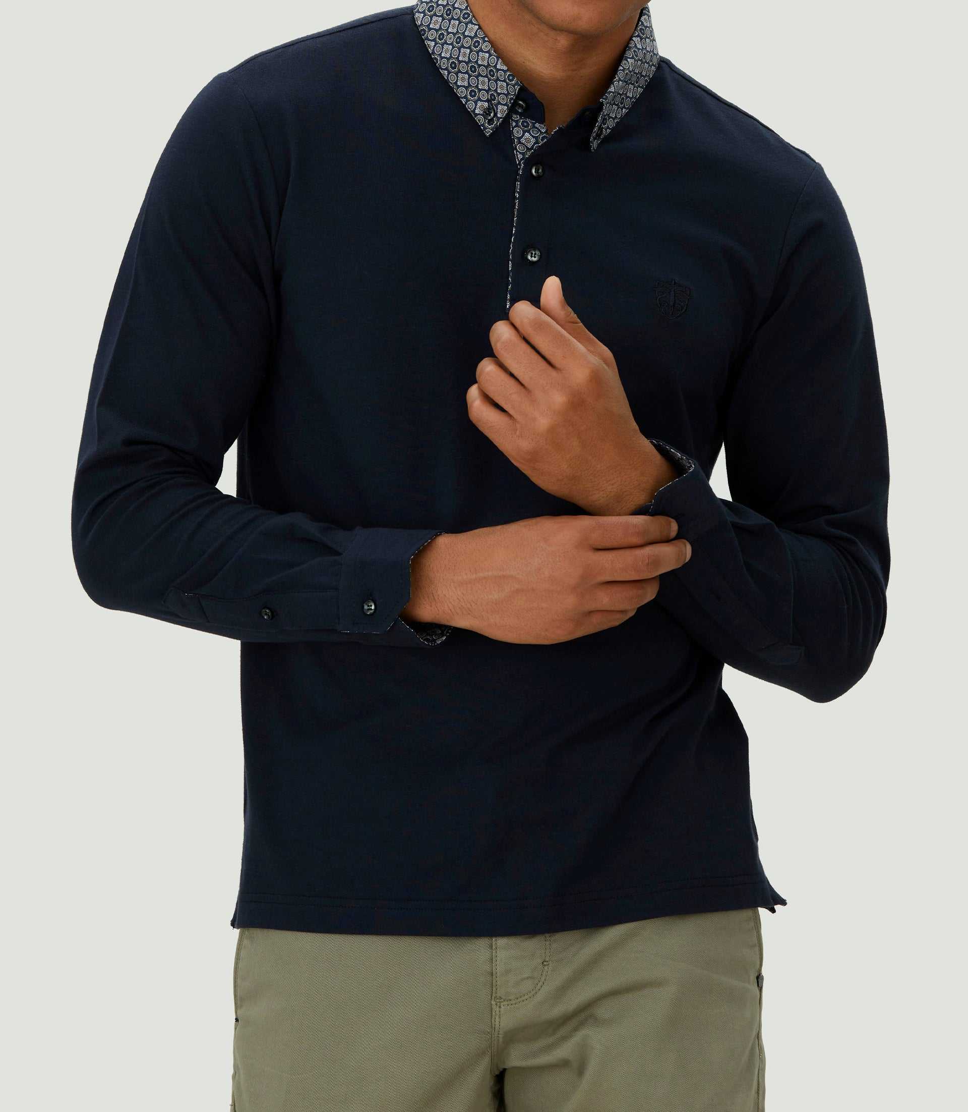 Polo manches longues marine "Calix"