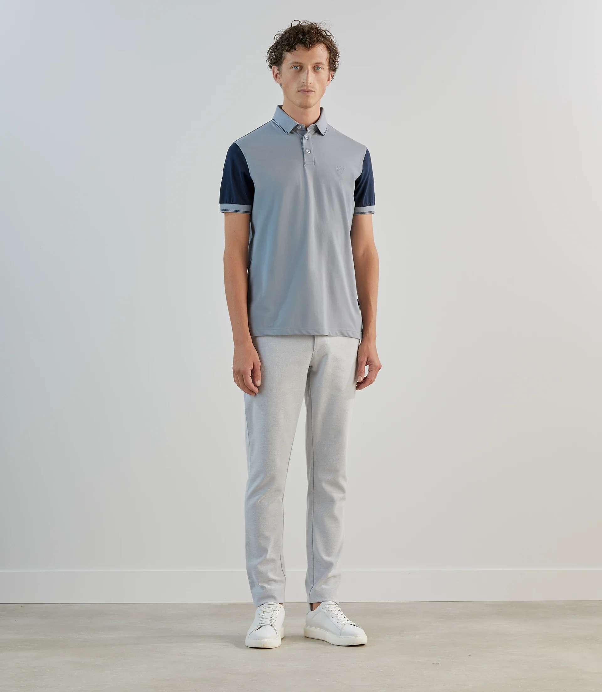 Polo piqué bleu gris clair - Image 3