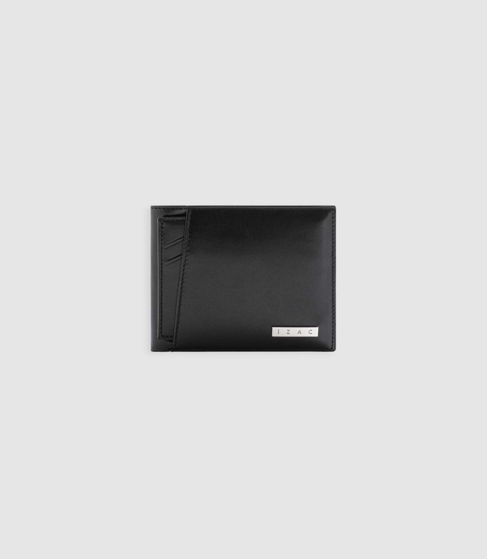 Portefeuille en cuir lisse noir