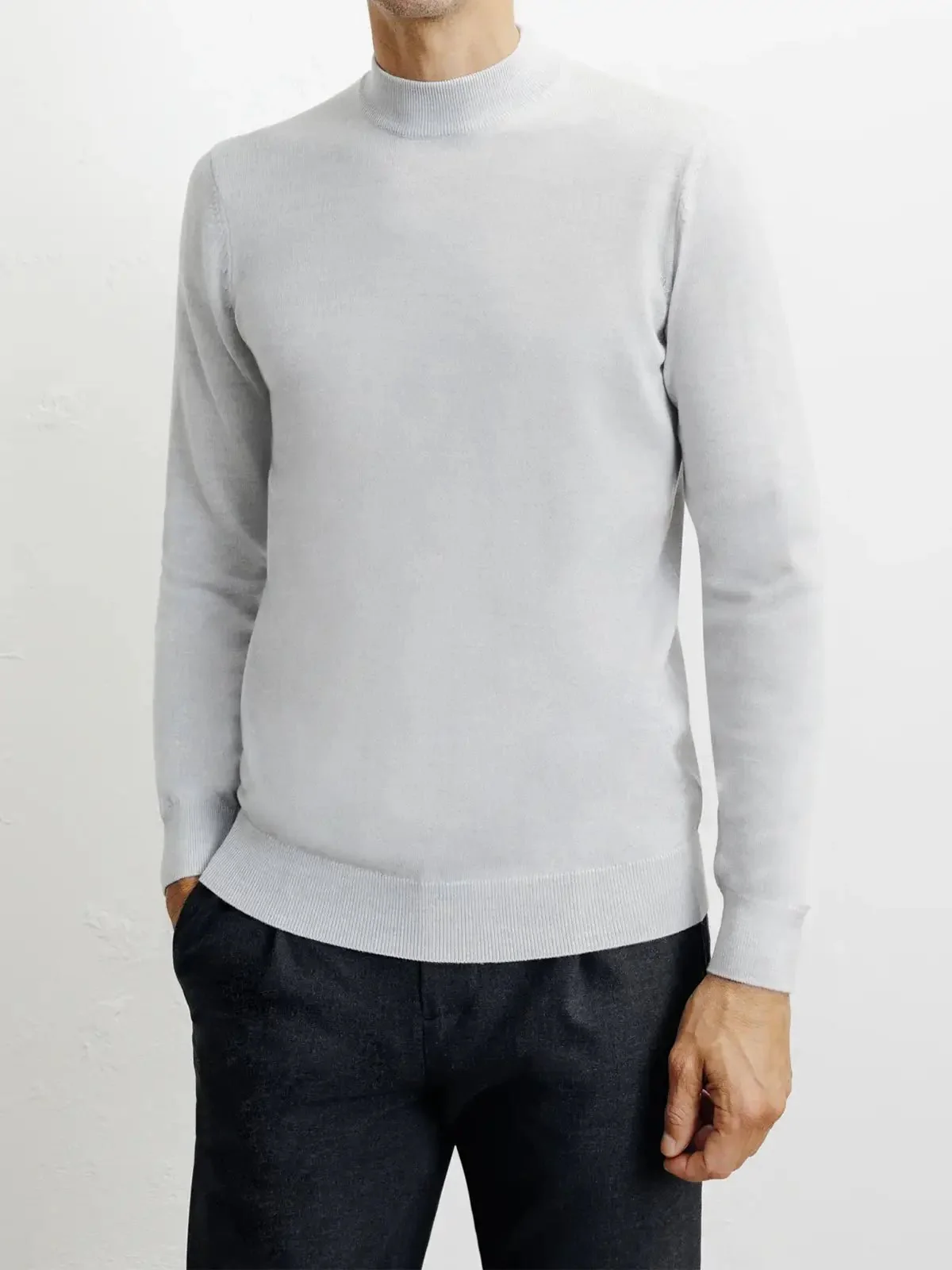 Pull col cheminée gris chiné