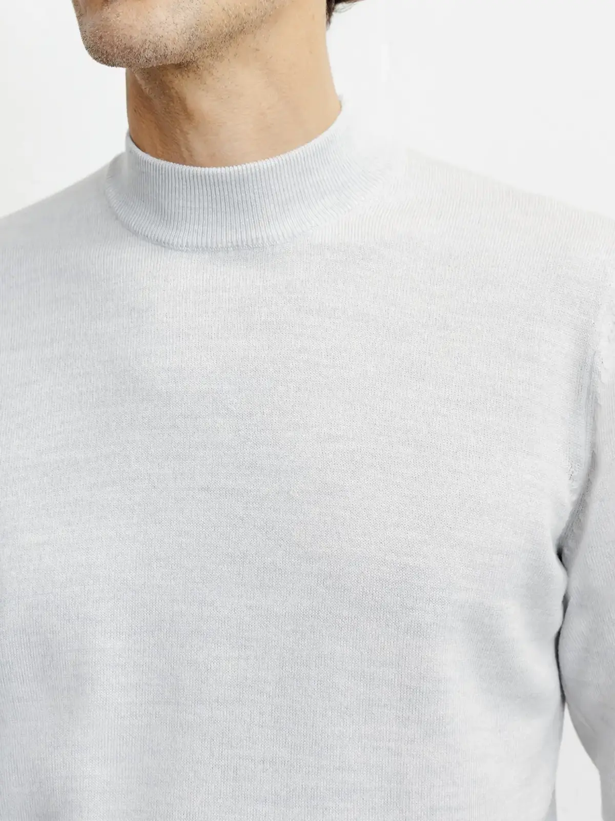 Pull col cheminée gris chiné - Image 2