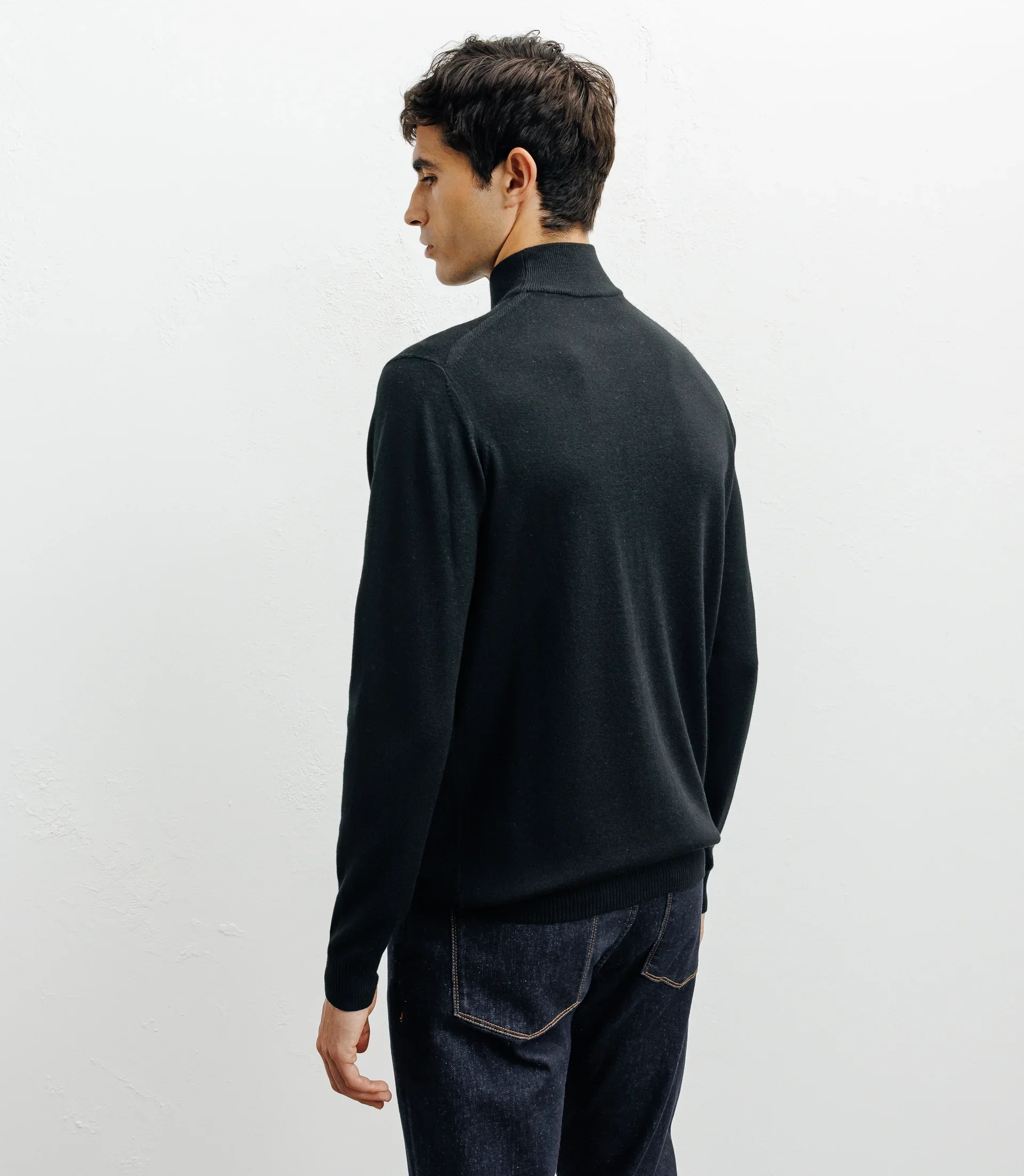 Pull col cheminée mérinos noir - Image 3