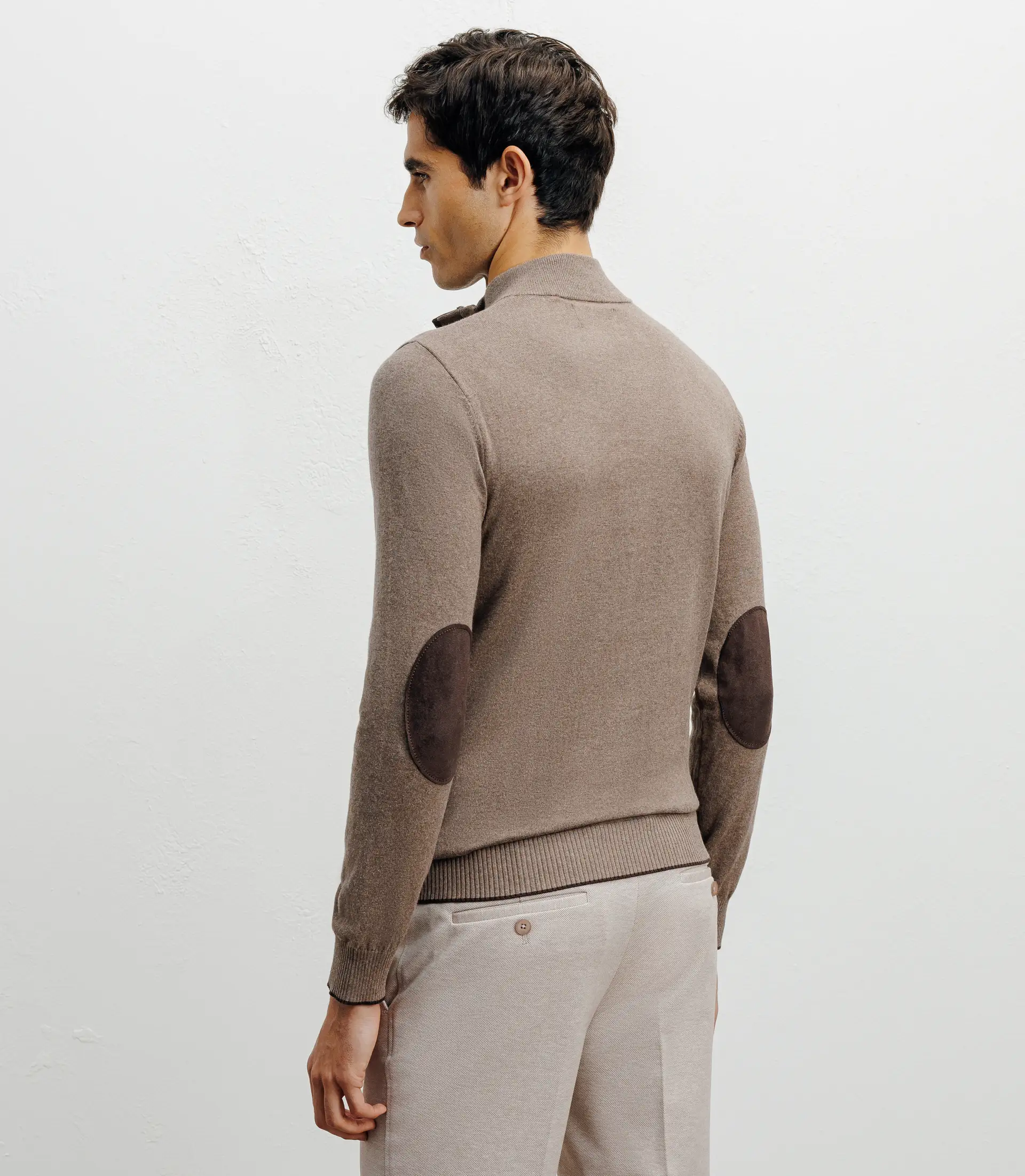 Pull col montant demi zippé taupe - Image 3