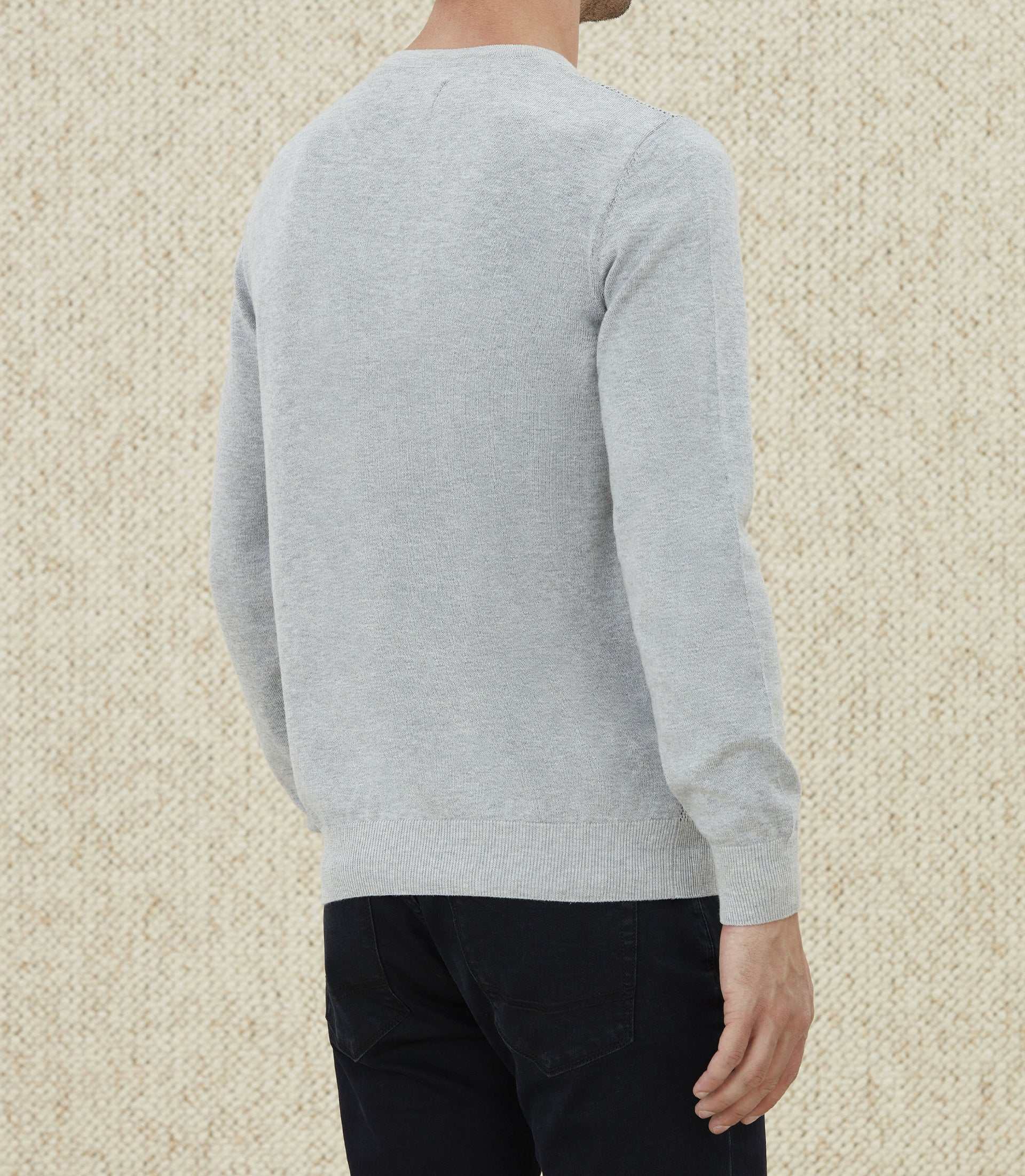 Pull col rond fantaisie gris "Leandre" - Image 3