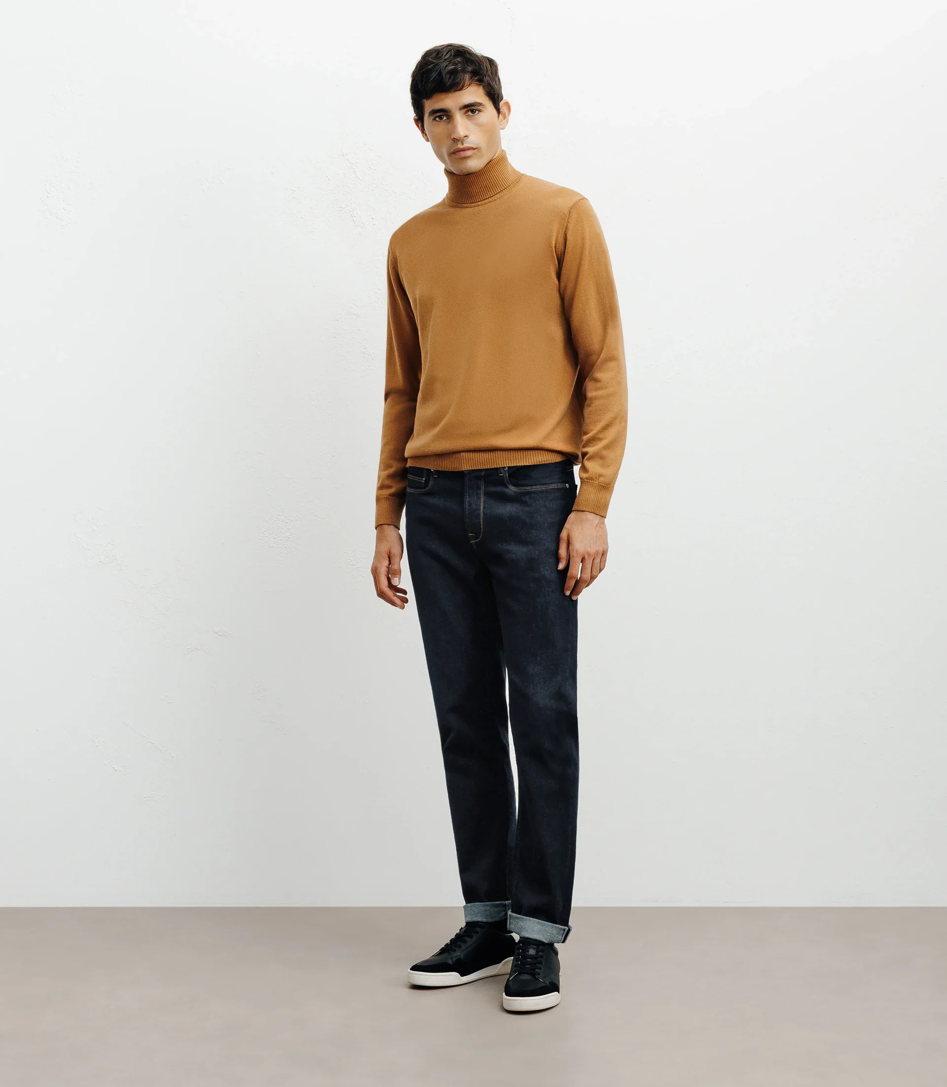 Pull col roulé camel - Image 3
