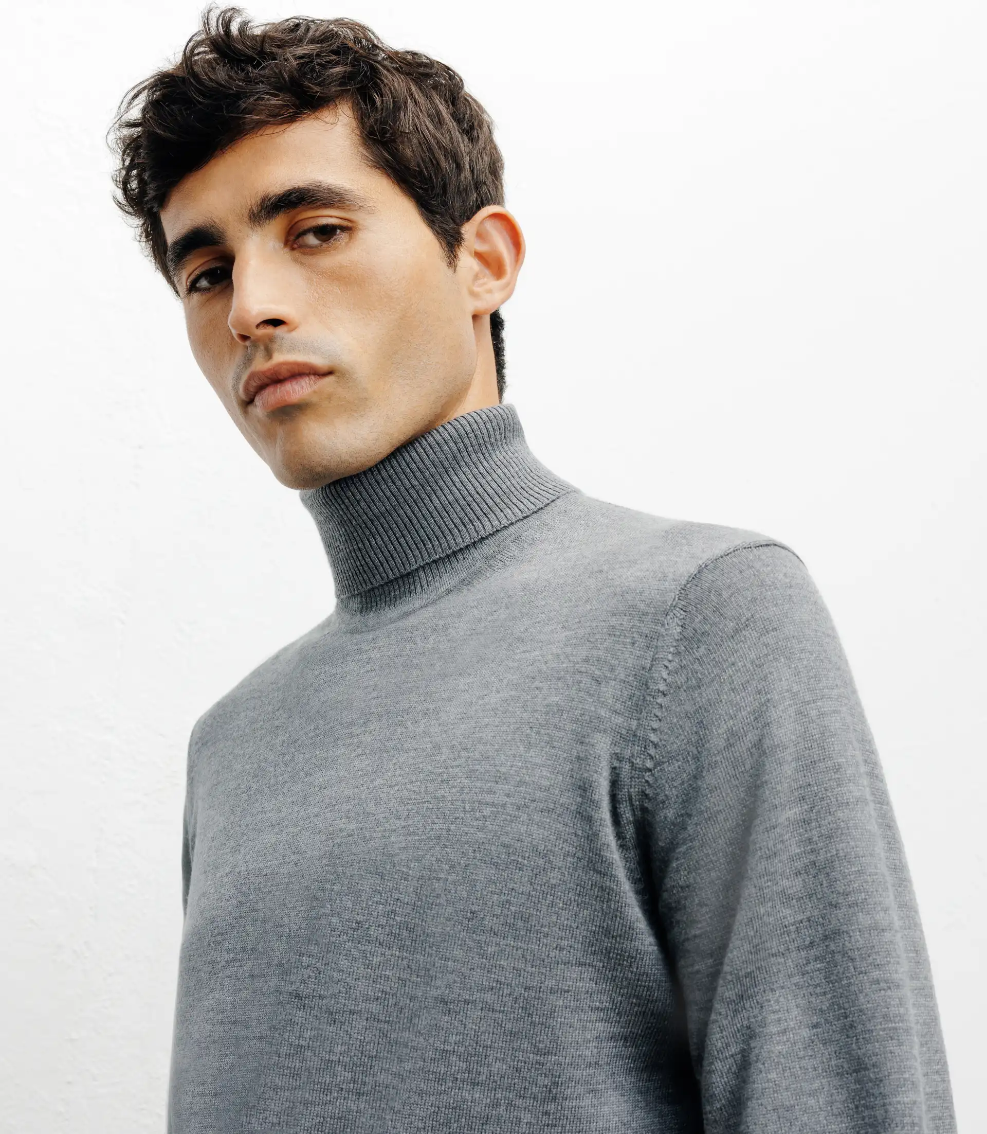 Pull col roulé gris - Image 2