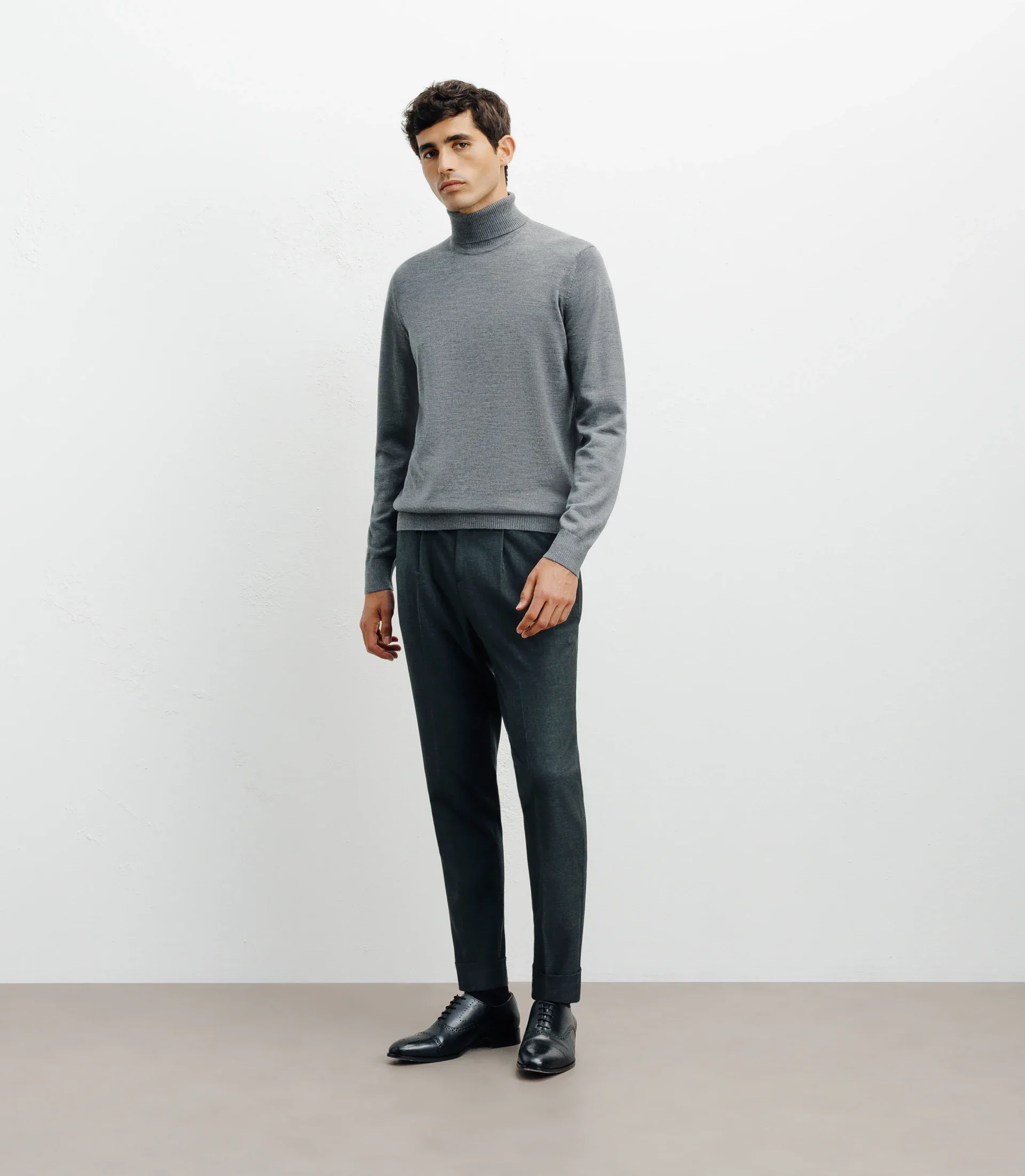 Pull col roulé gris - Image 3