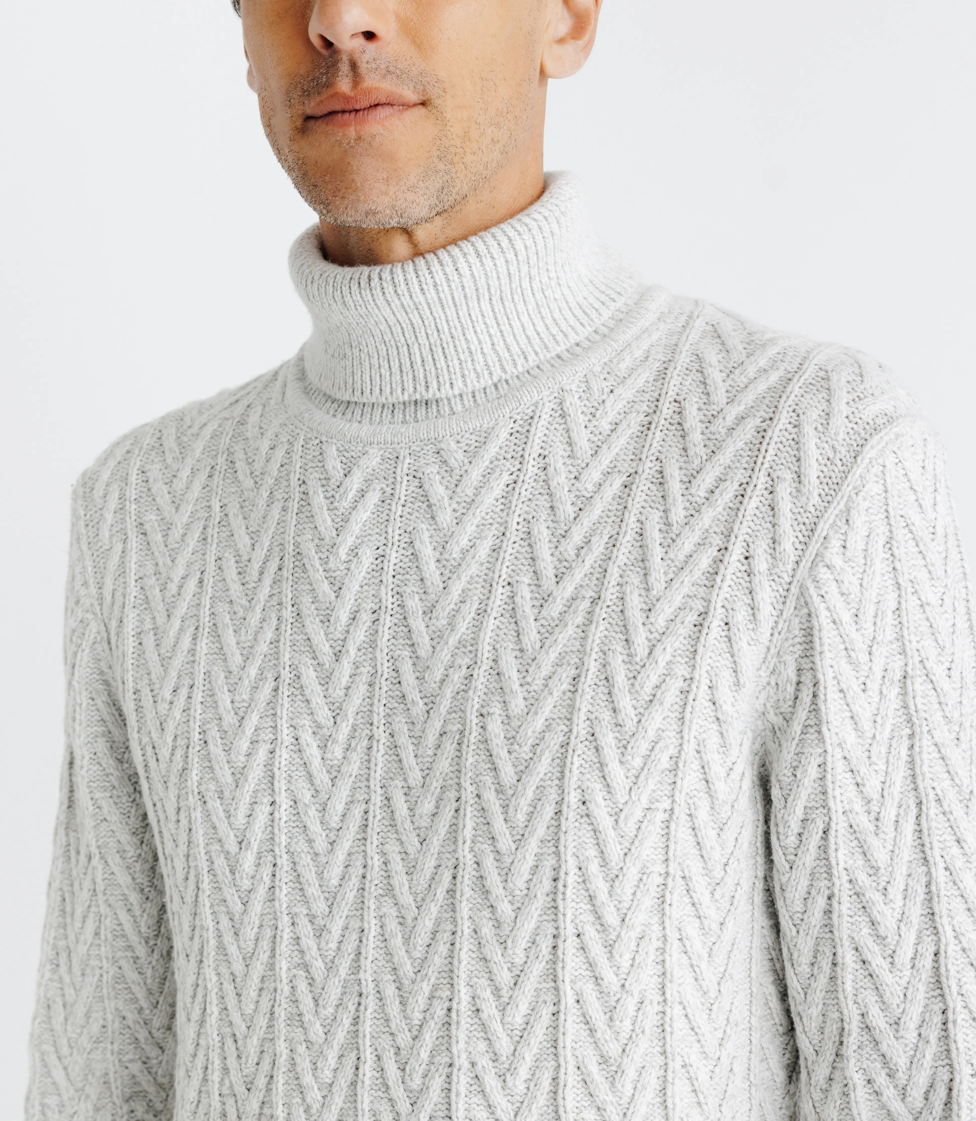 Pull col roulé torsadé gris - Image 3