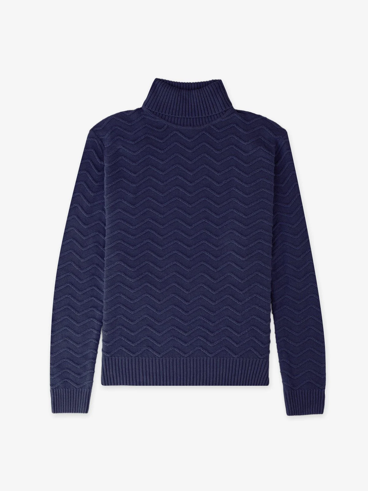 Pull col roule torsade marine