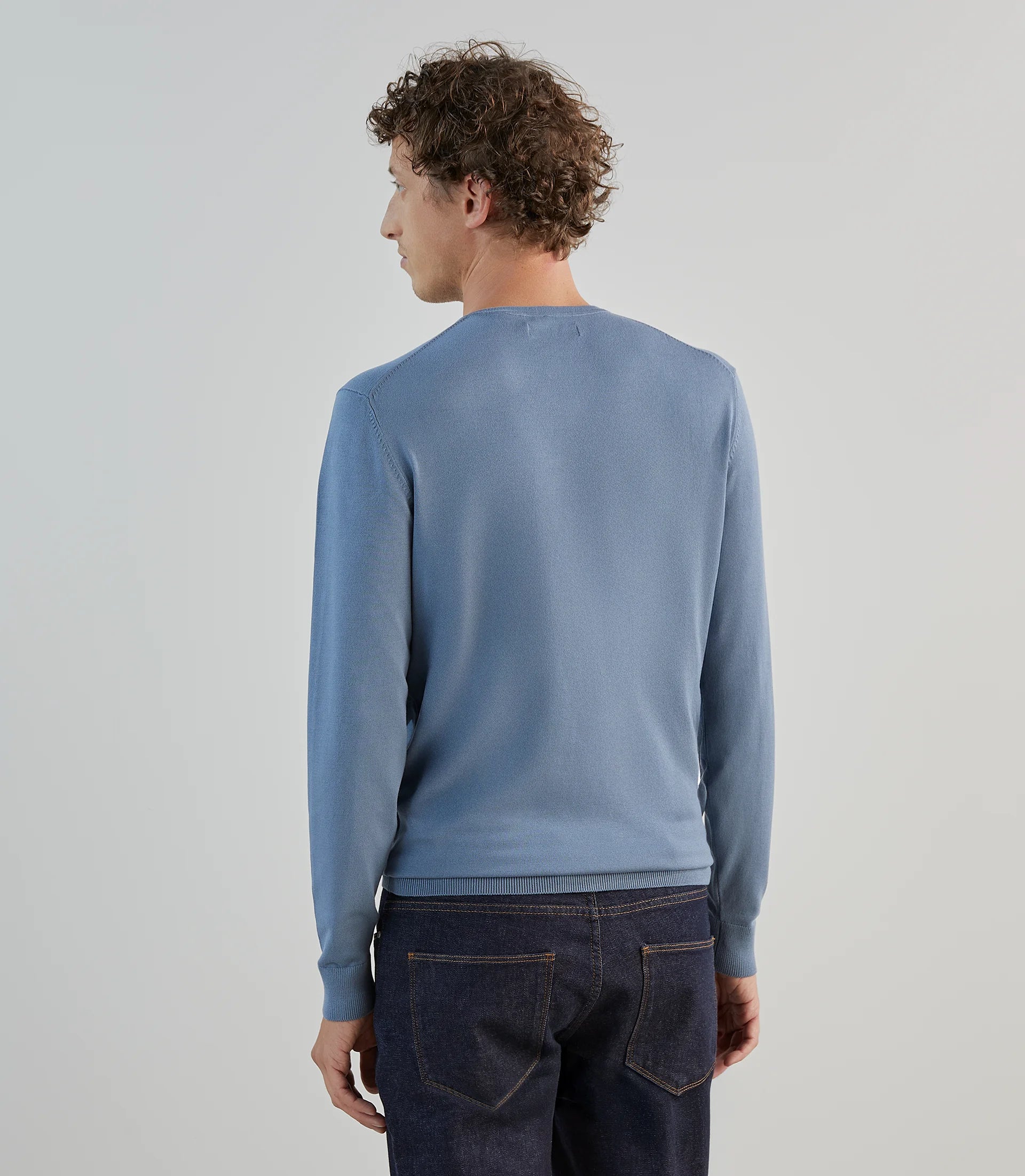 Pull col v bleu gris - Image 4