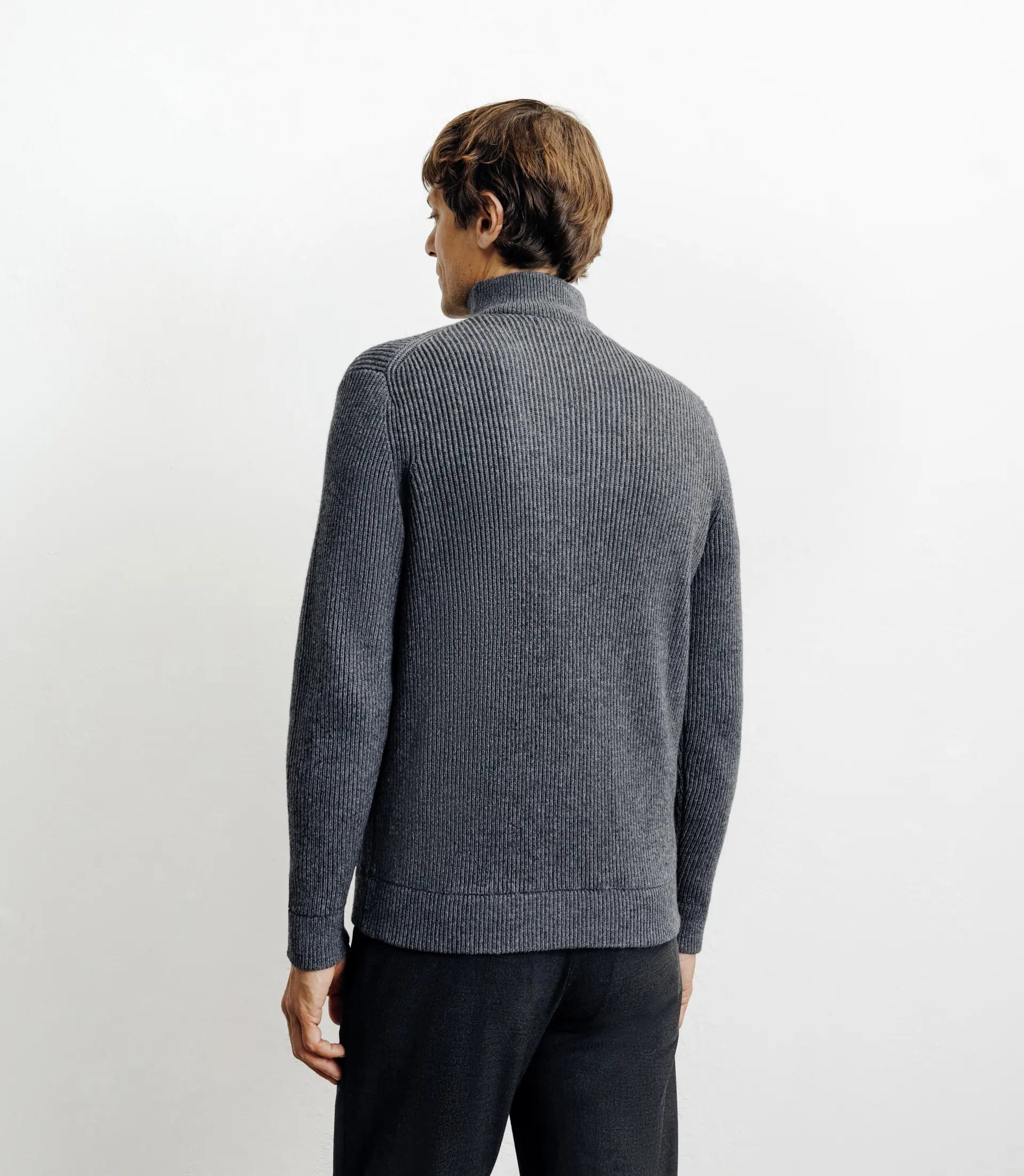 Pull en laine col camionneur anthracite - Image 4