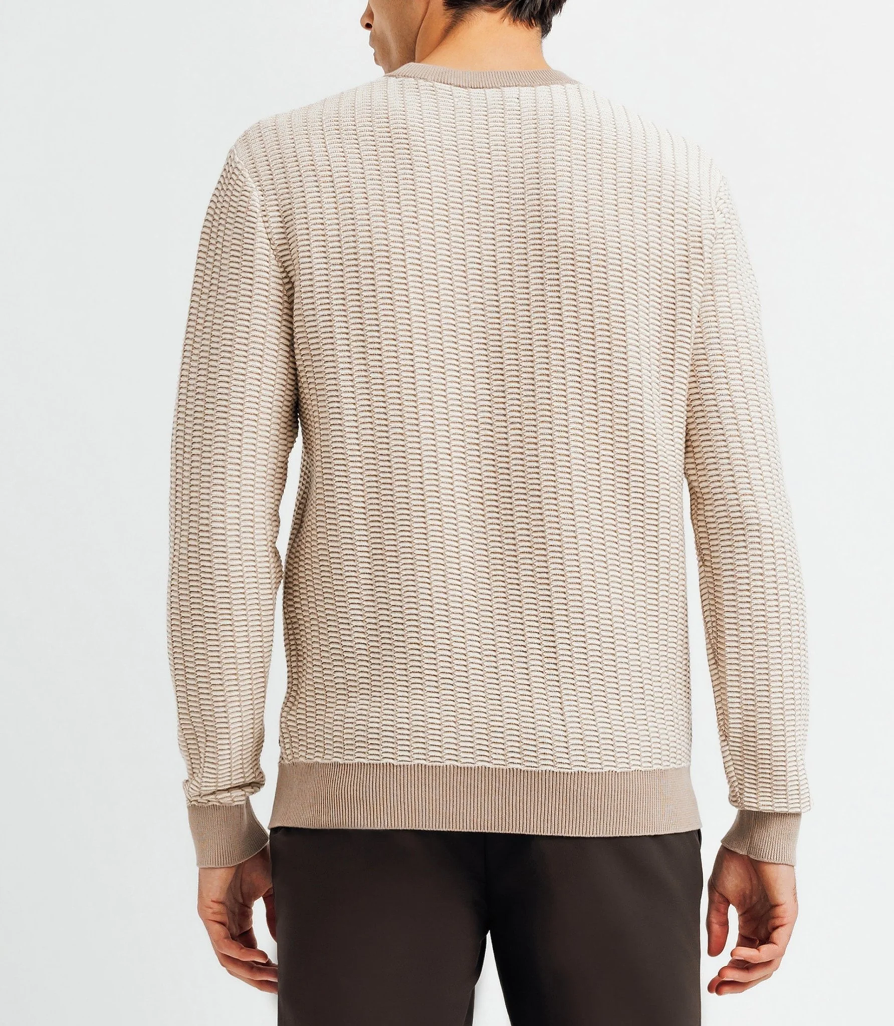 Pull col rond bicolore beige - Image 3