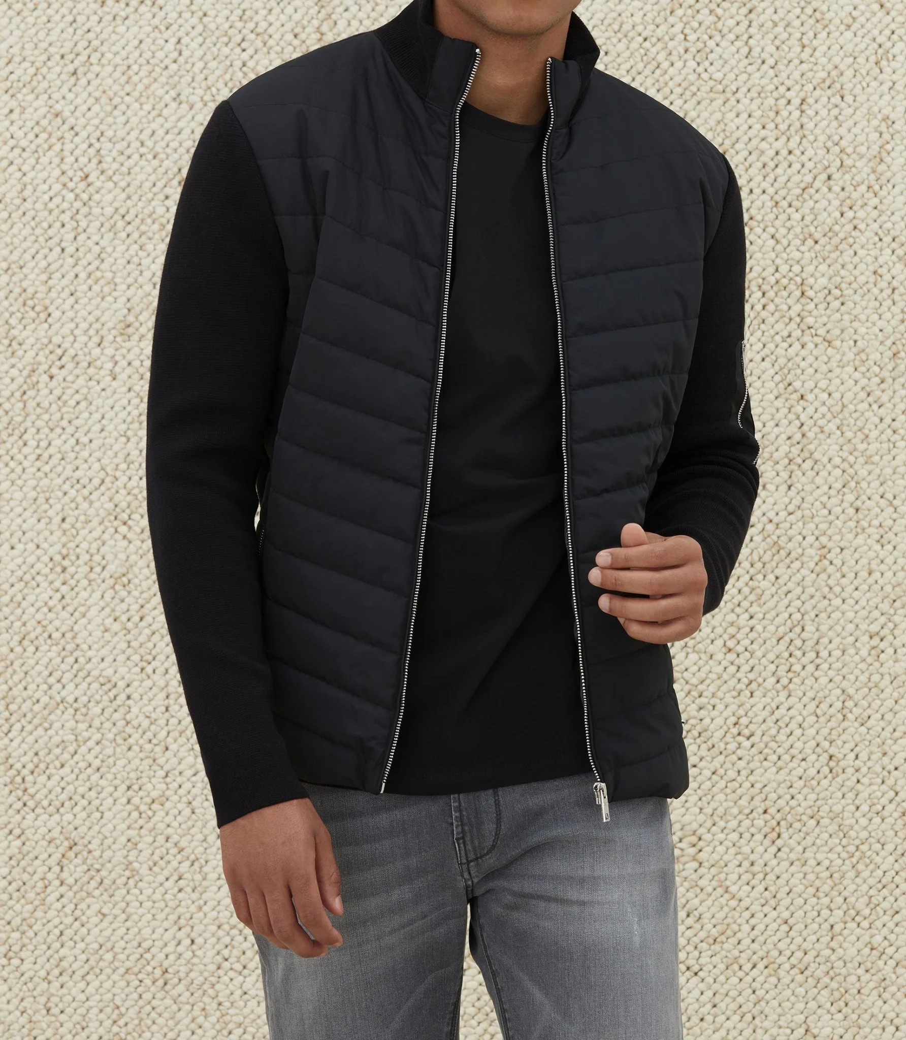 Sweat zippé col montant noir "SWlionel"