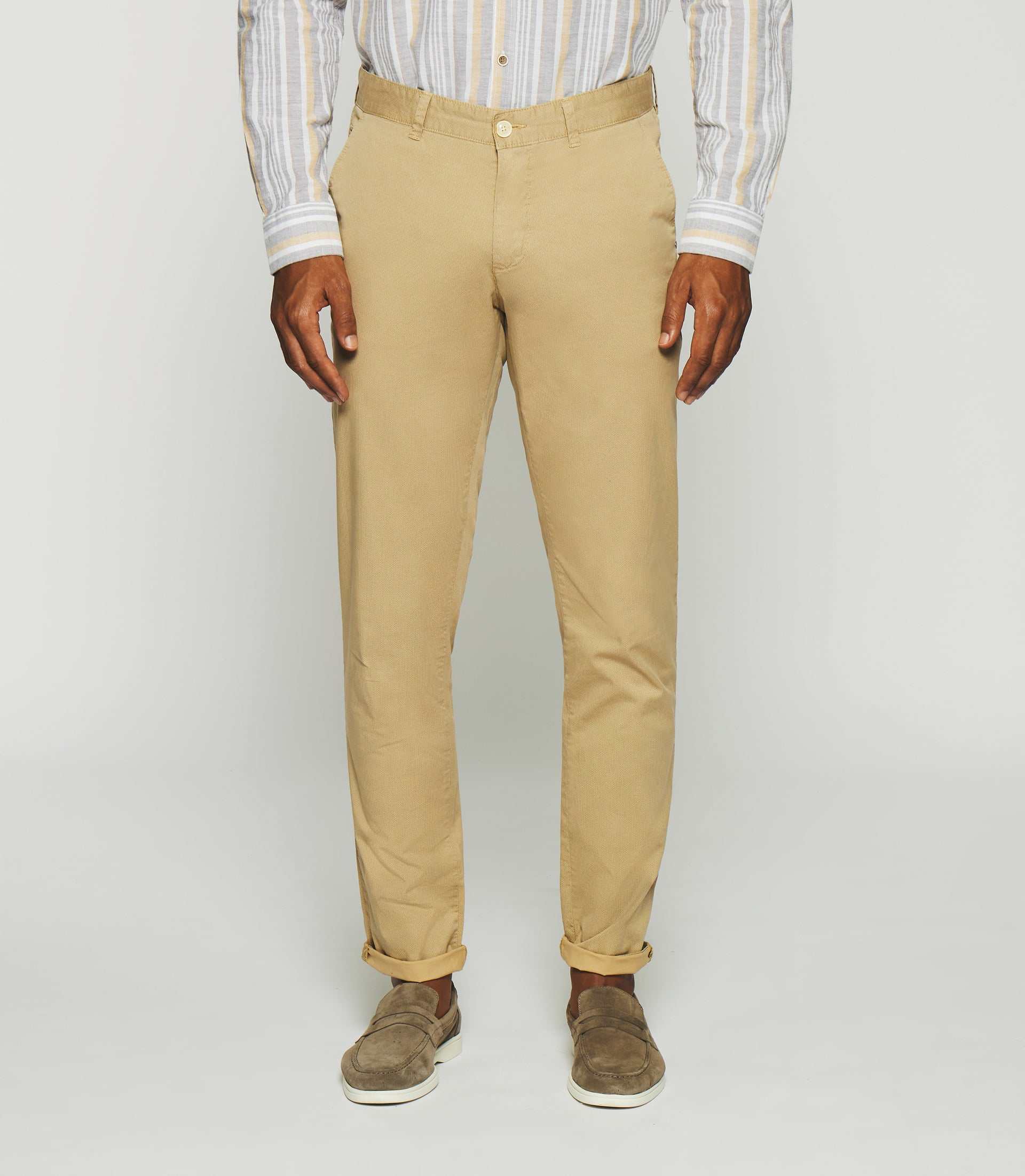 Pantalon slim à imprimé beige PEPS