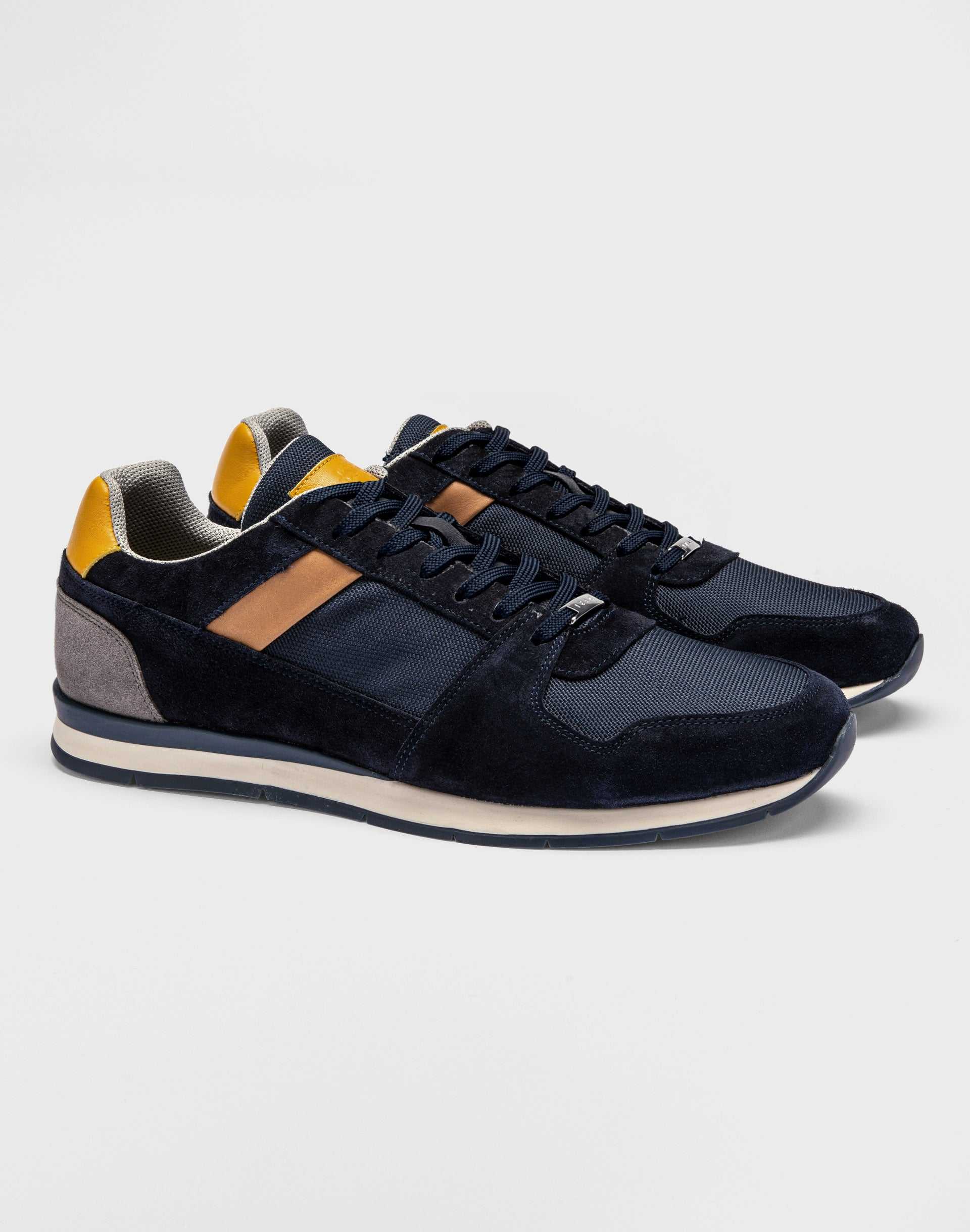 Sneakers cuir marine et jaune "Elliot" - Image 3