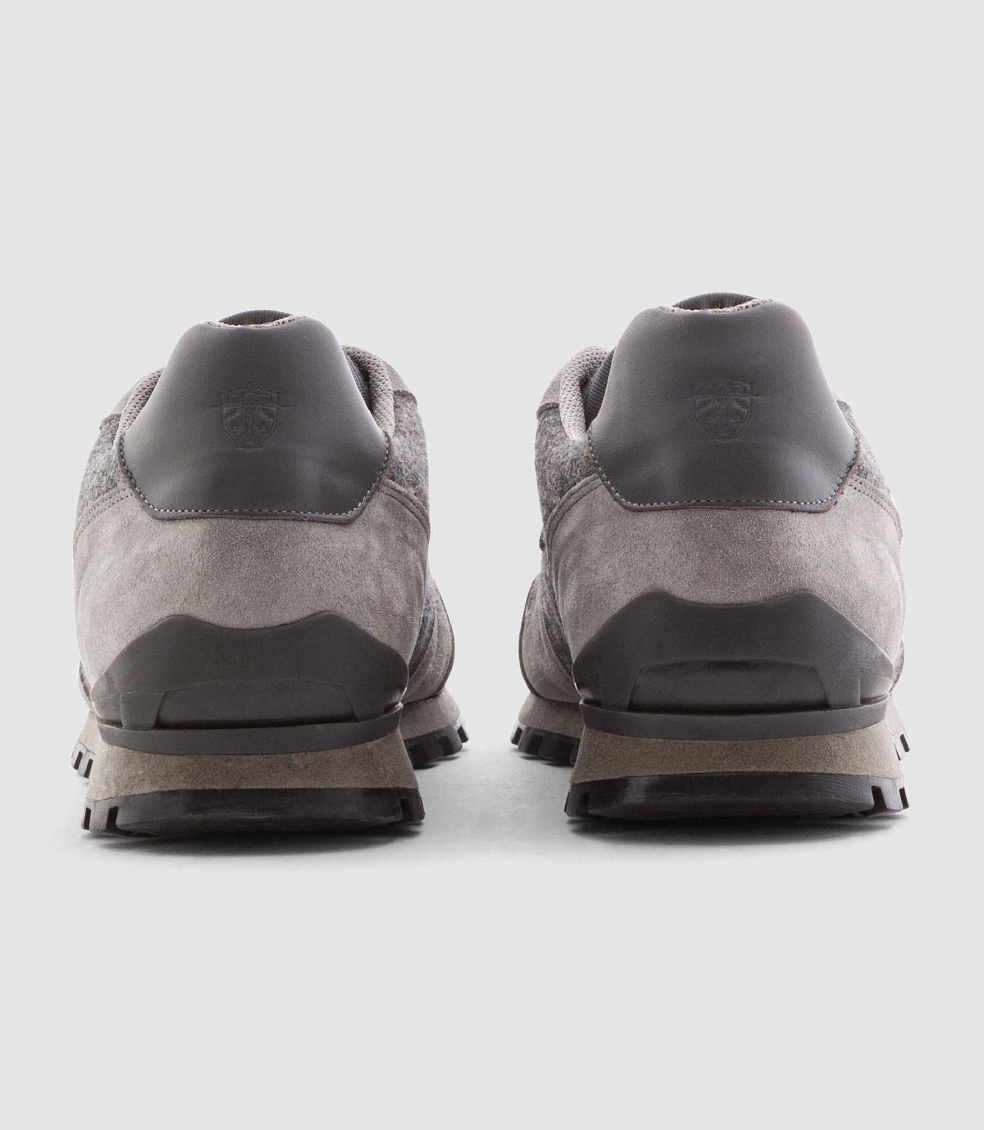 Sneakers bi-matière en cuir gris "Claris" - Image 3