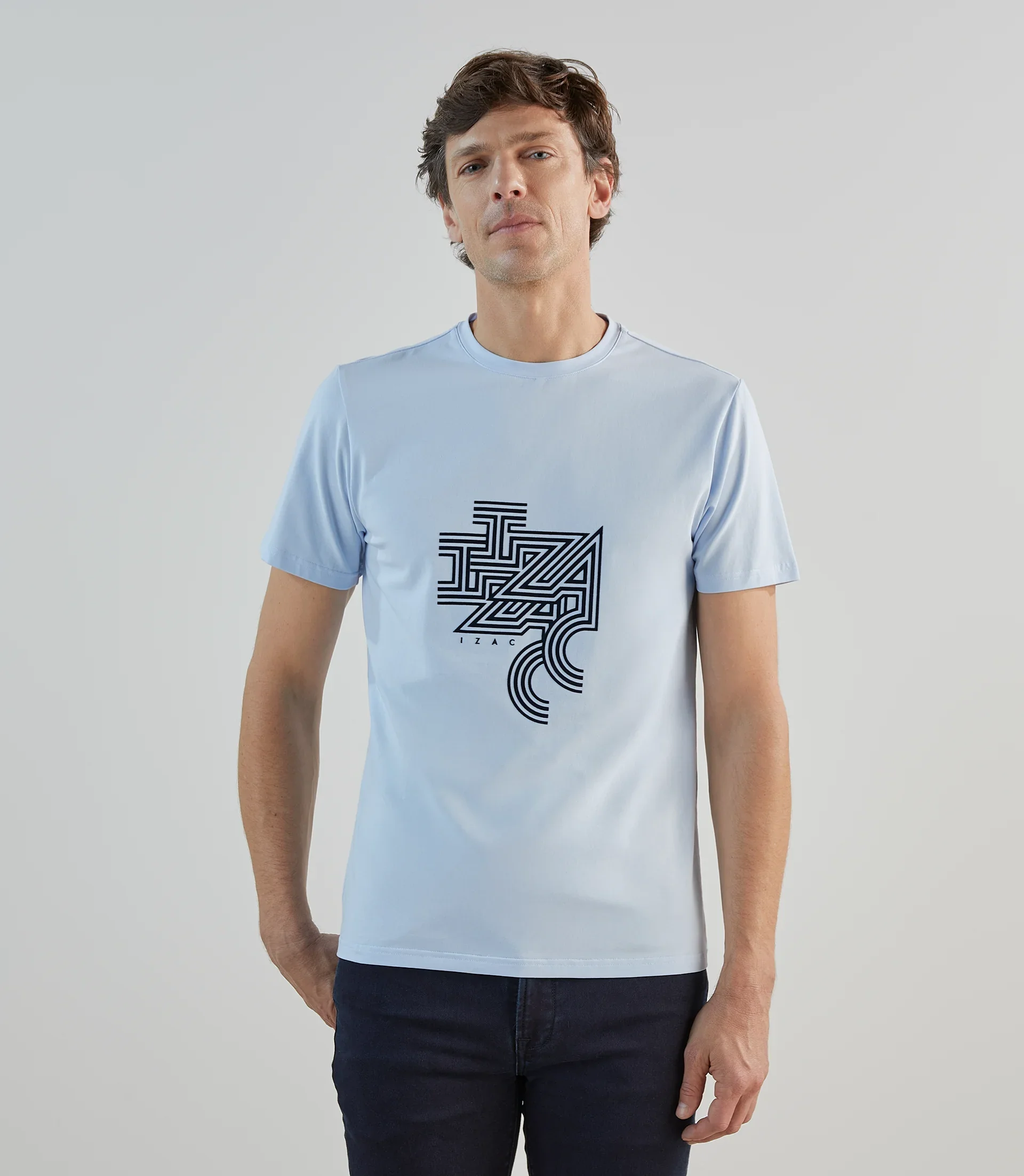 T-shirt à manches courtes avec print bleu ciel