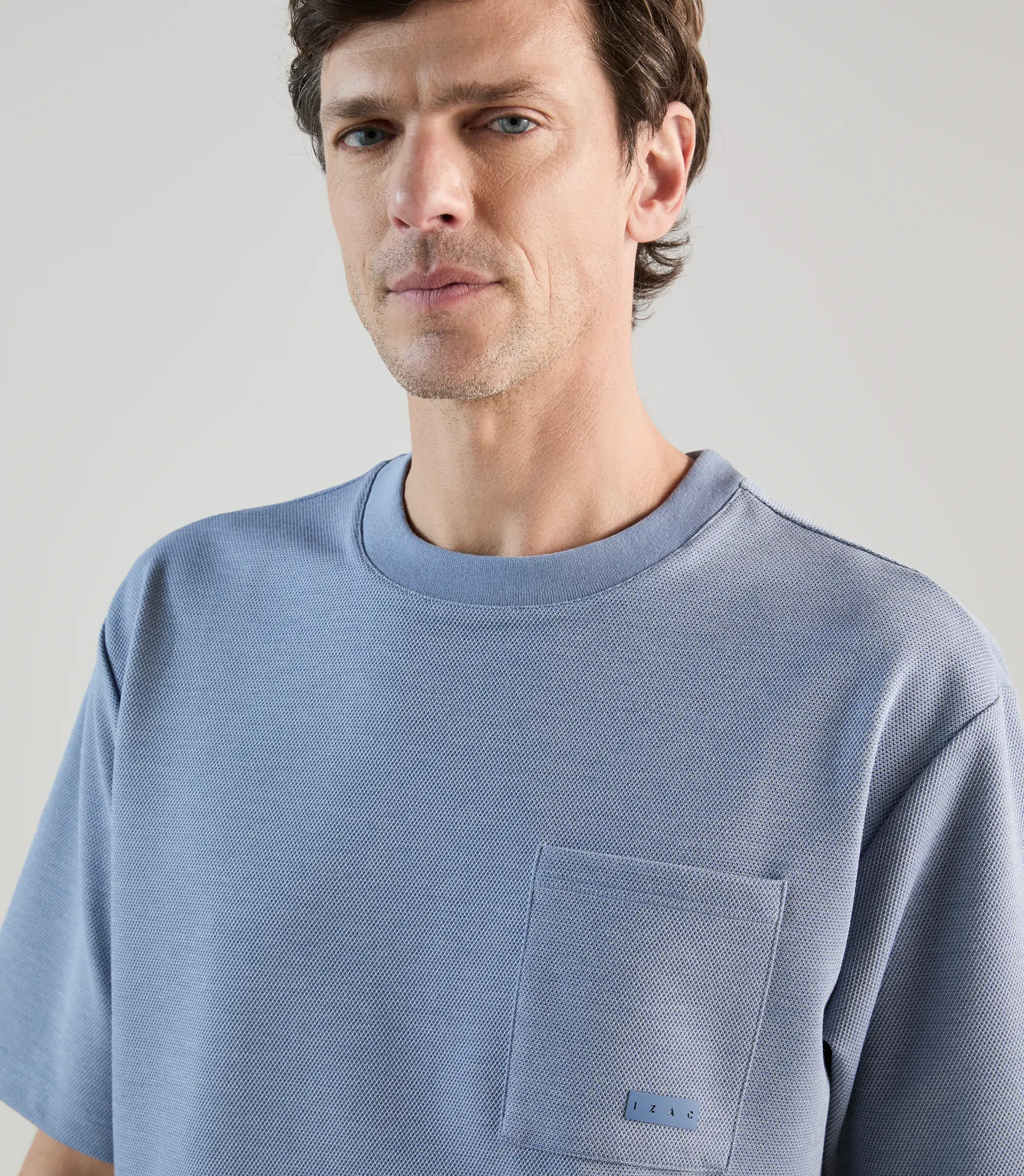 T-shirt col rond en jeu de points indigo - Image 2