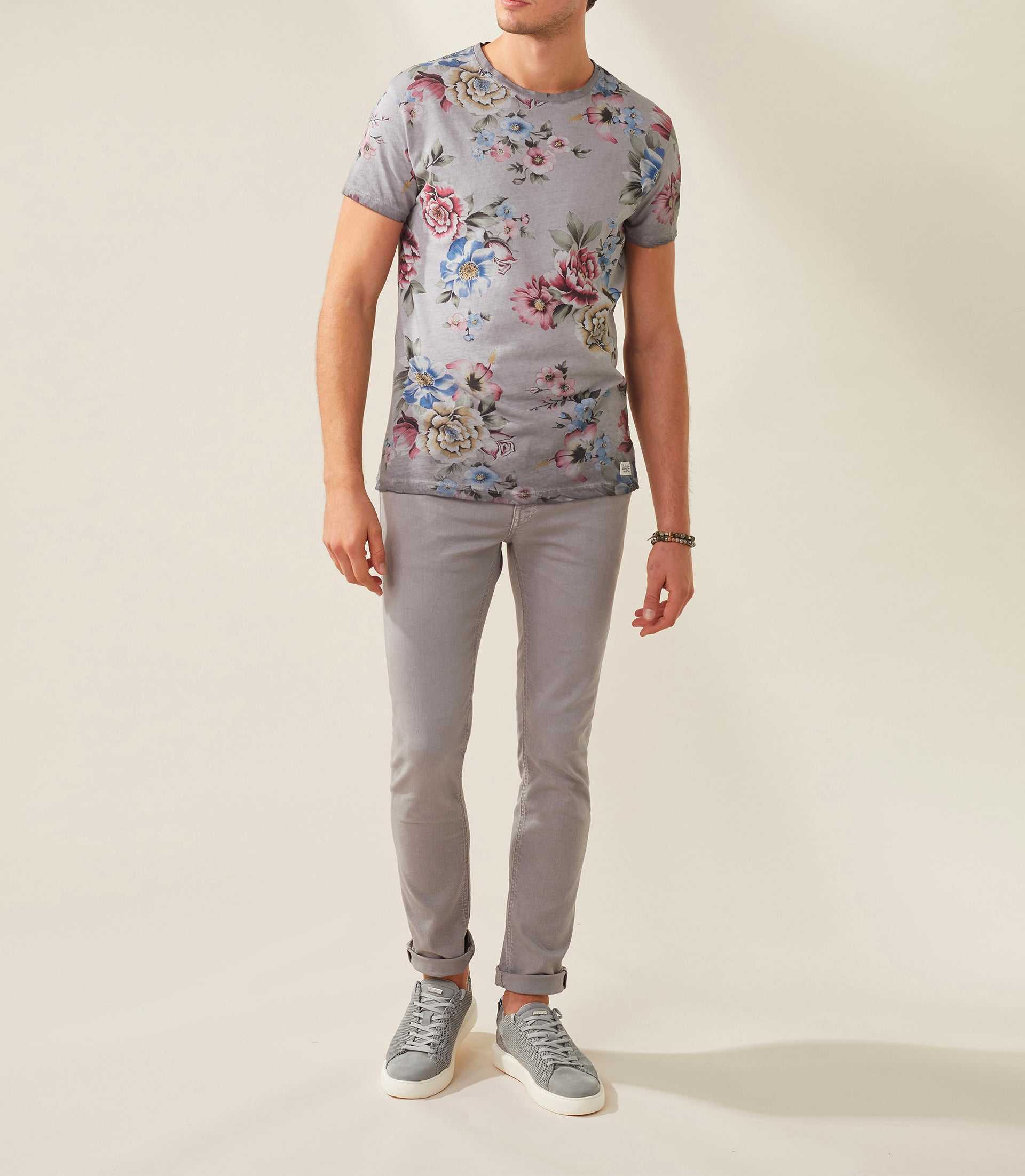 T shirt col rond imprime gris-clair "Xuta" - Image 2