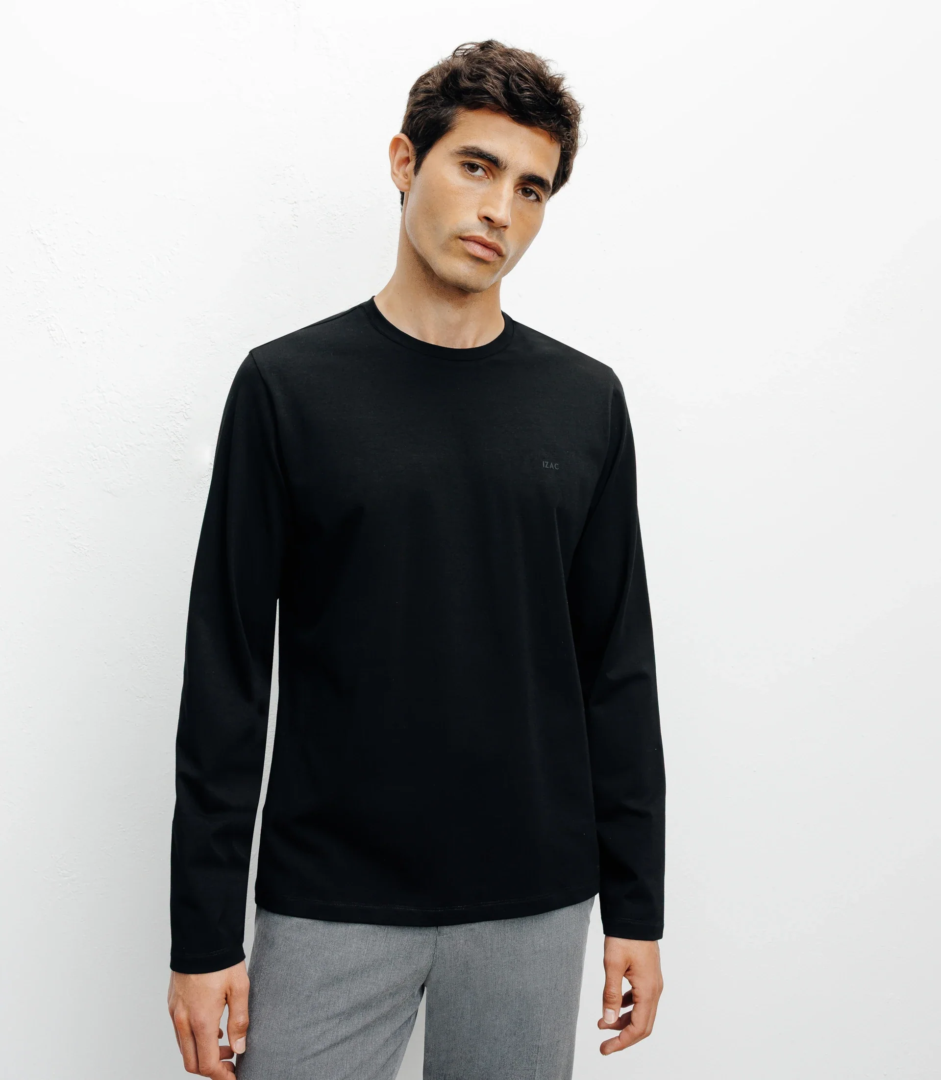 T-shirt col rond manches longues noir