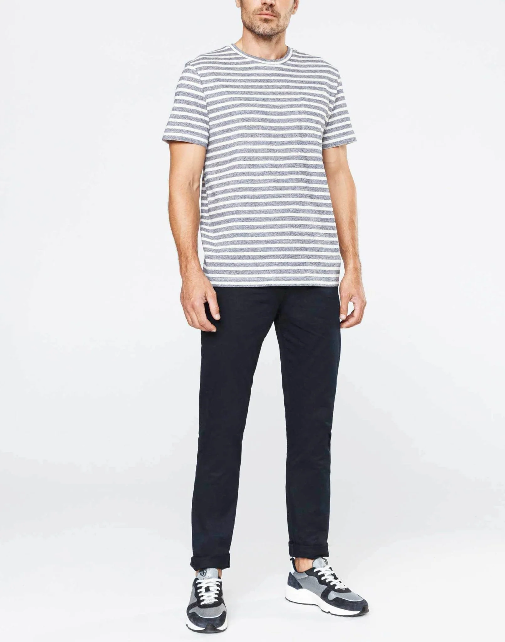 T-shirt à rayures indigo/écru