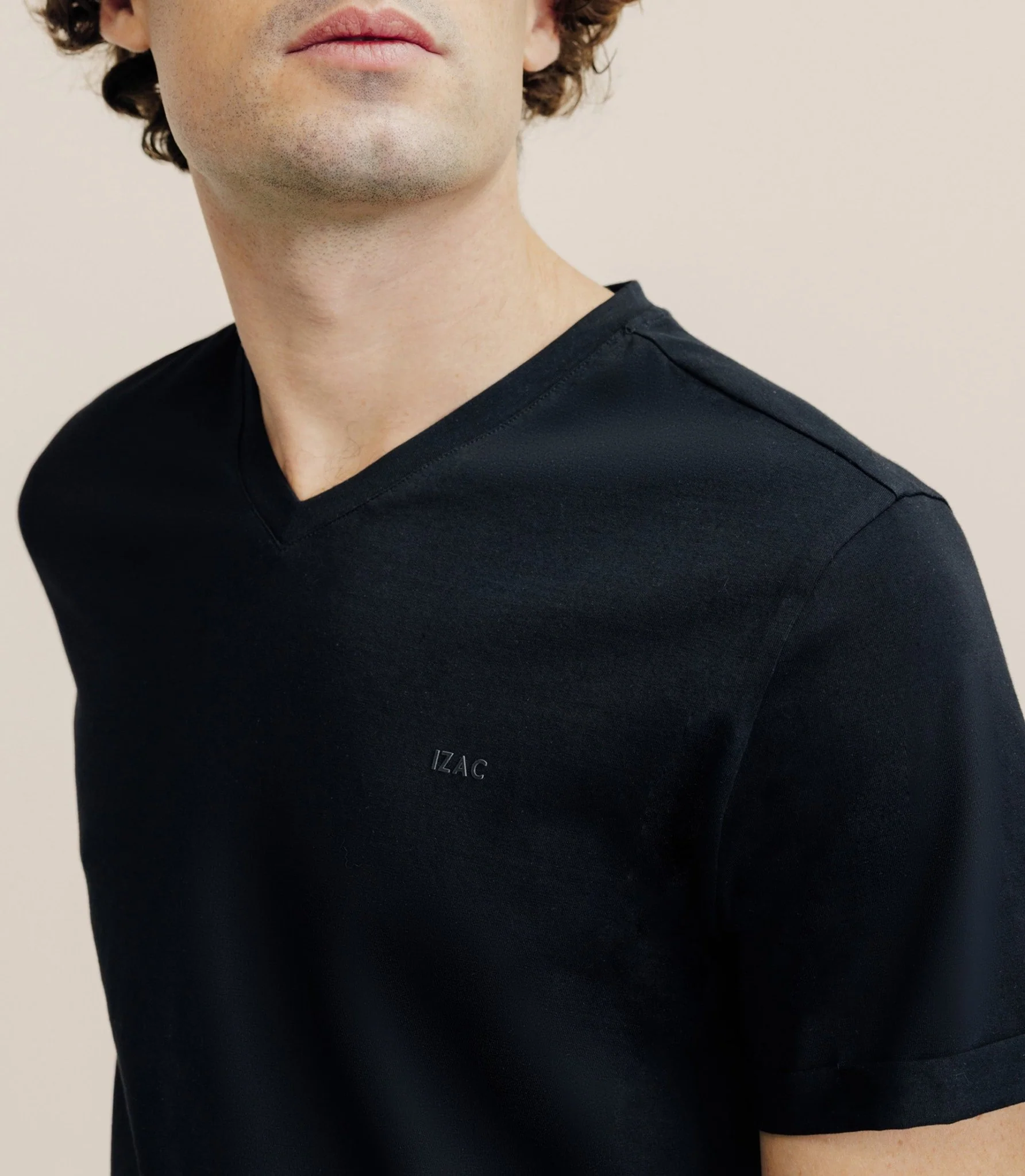 T-shirt col V noir - Image 2