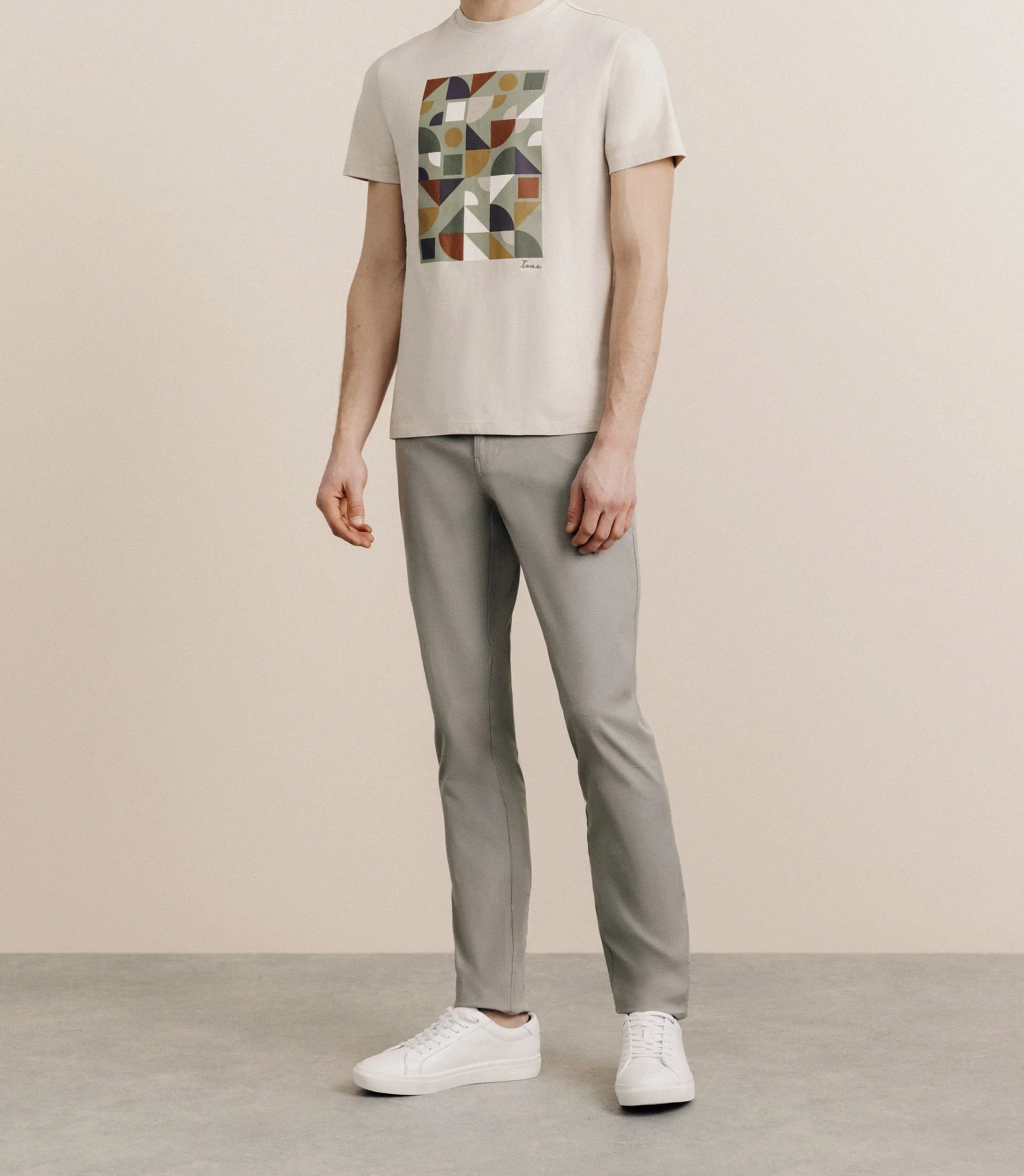 T-shirt print manches courtes beige - Image 3