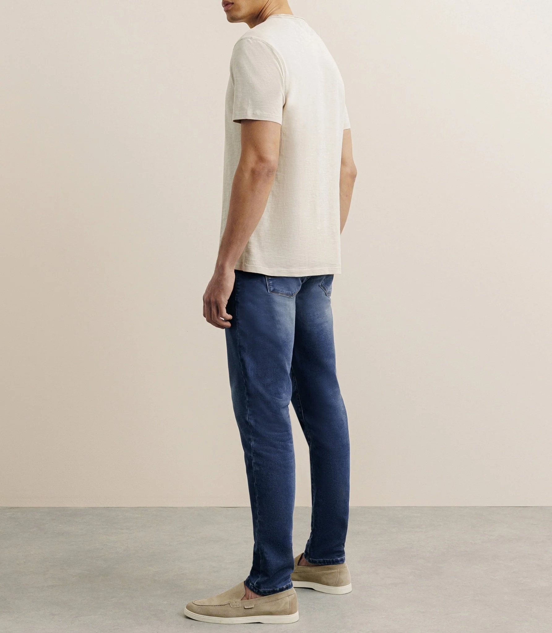 T-shirt col V beige - Image 4
