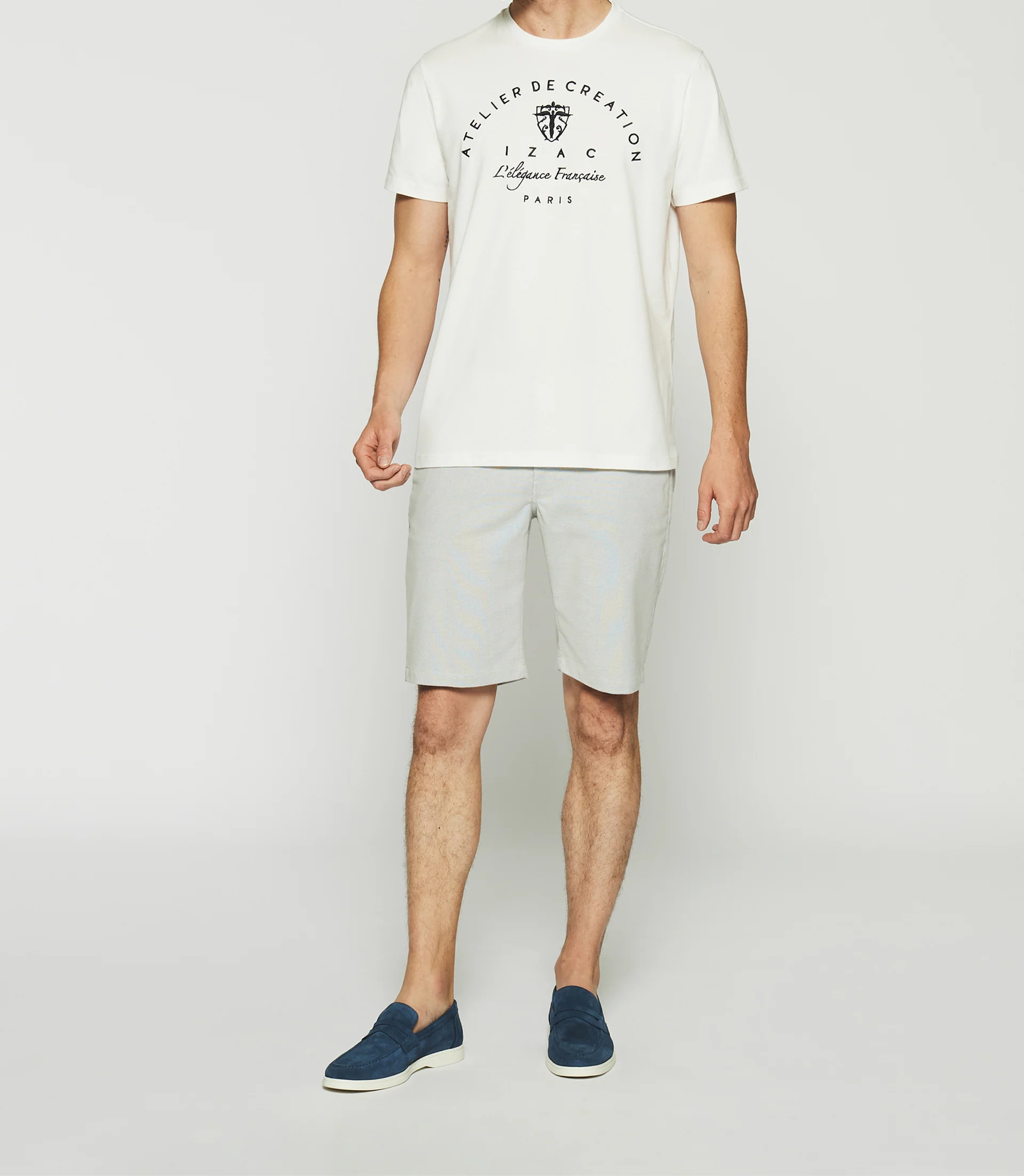 T-shirt à manches courtes brodé écru GUY
