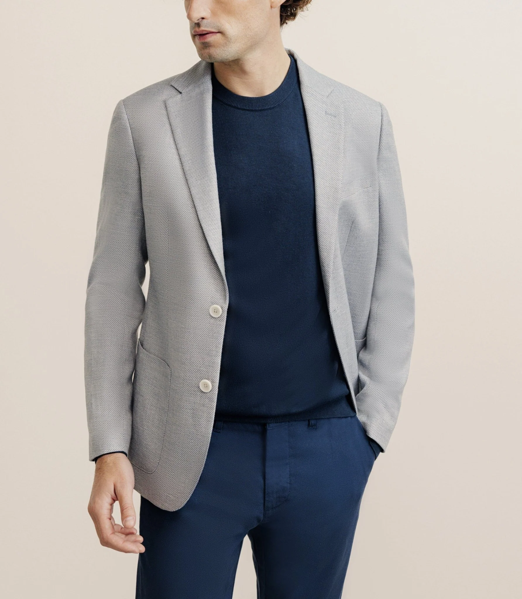 Veste casual à coudières bleue ciel