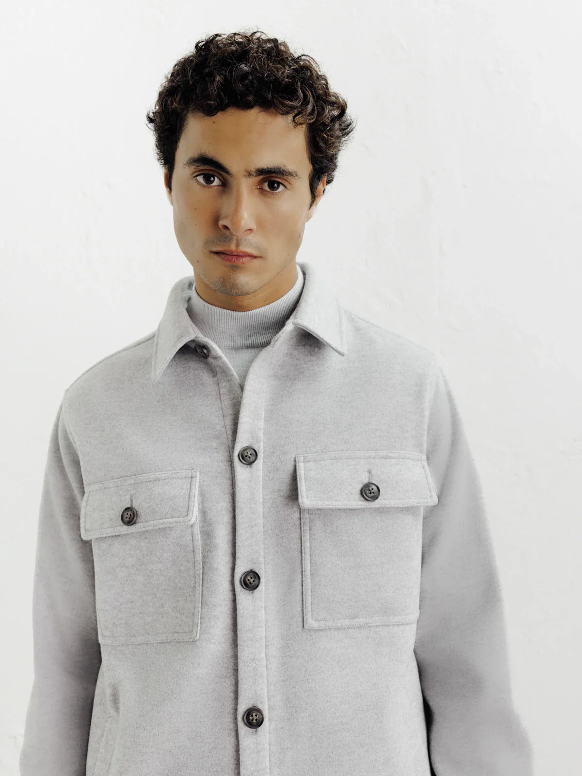 Veste casual col chemise gris clair - Image 2