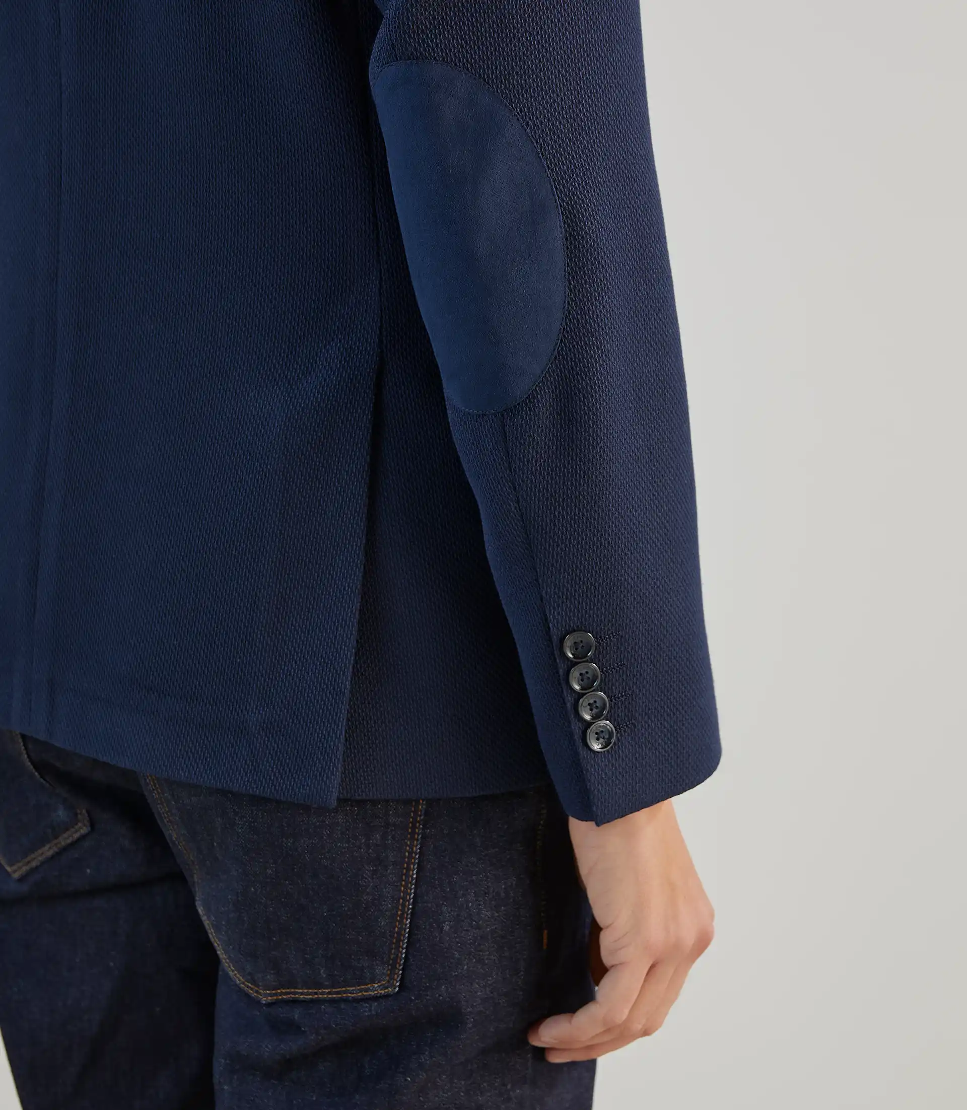 Veste casual en tissu armuré marine - Image 5