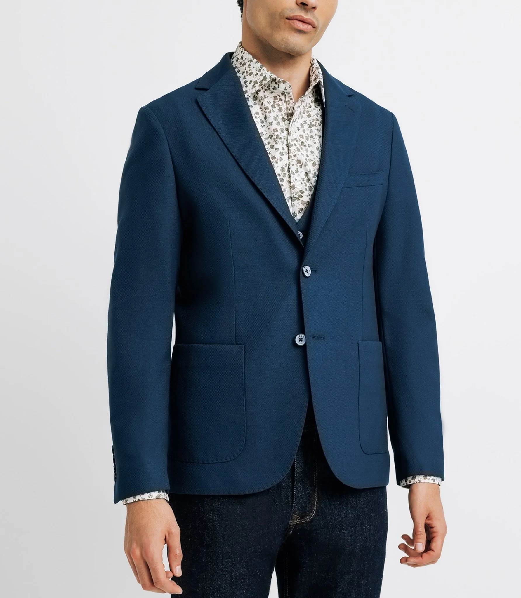 Veste casual armurée effet nid d'abeille marine - Image 2