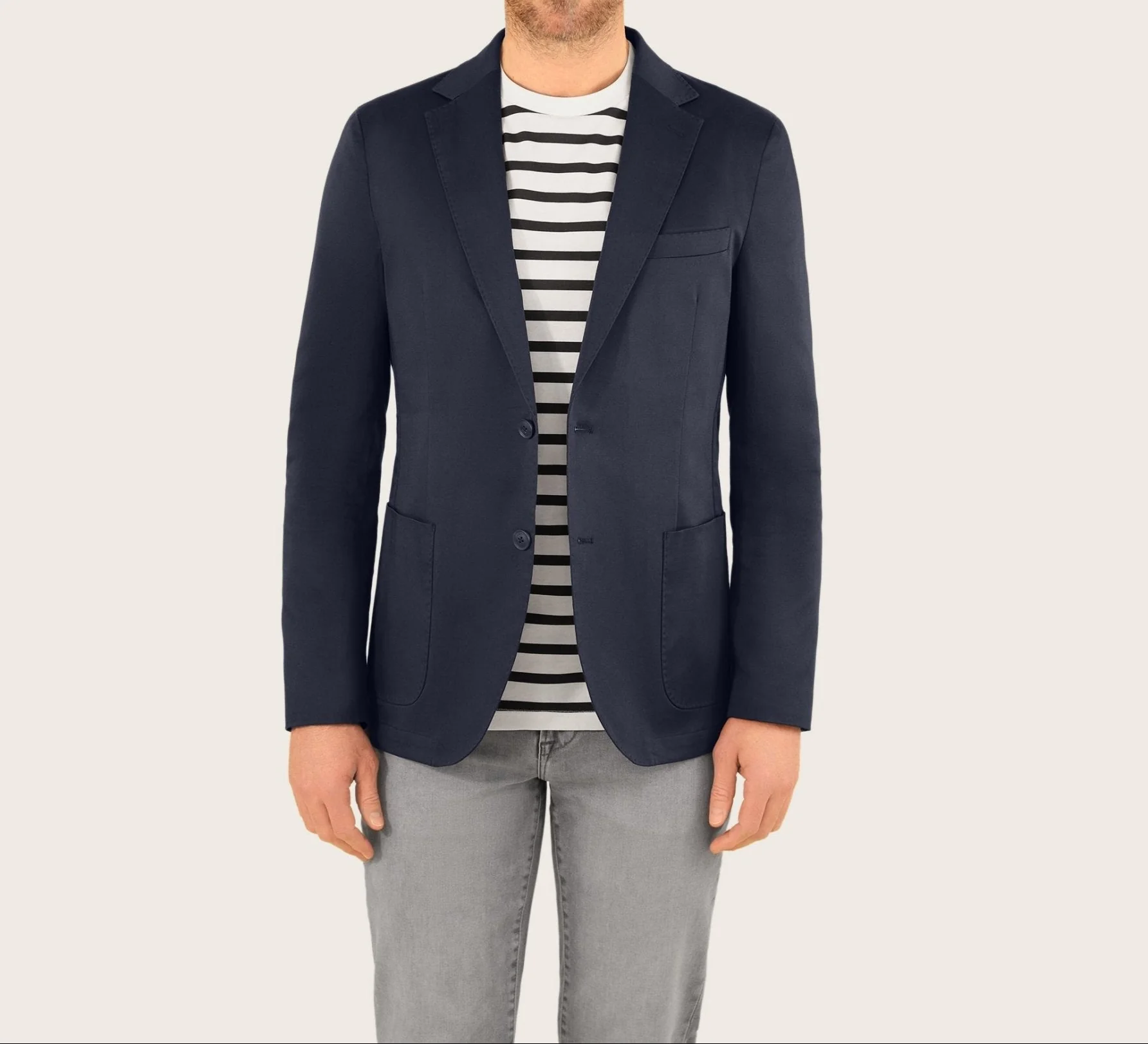 Veste ville en satin de coton marine