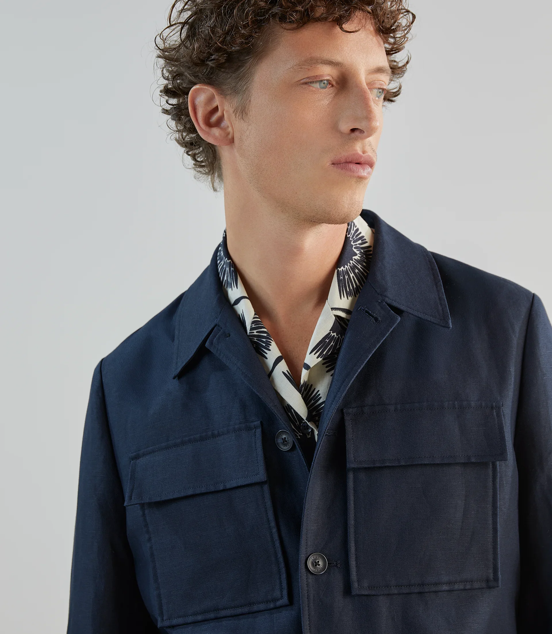 Veste casual saharienne marine - Image 2